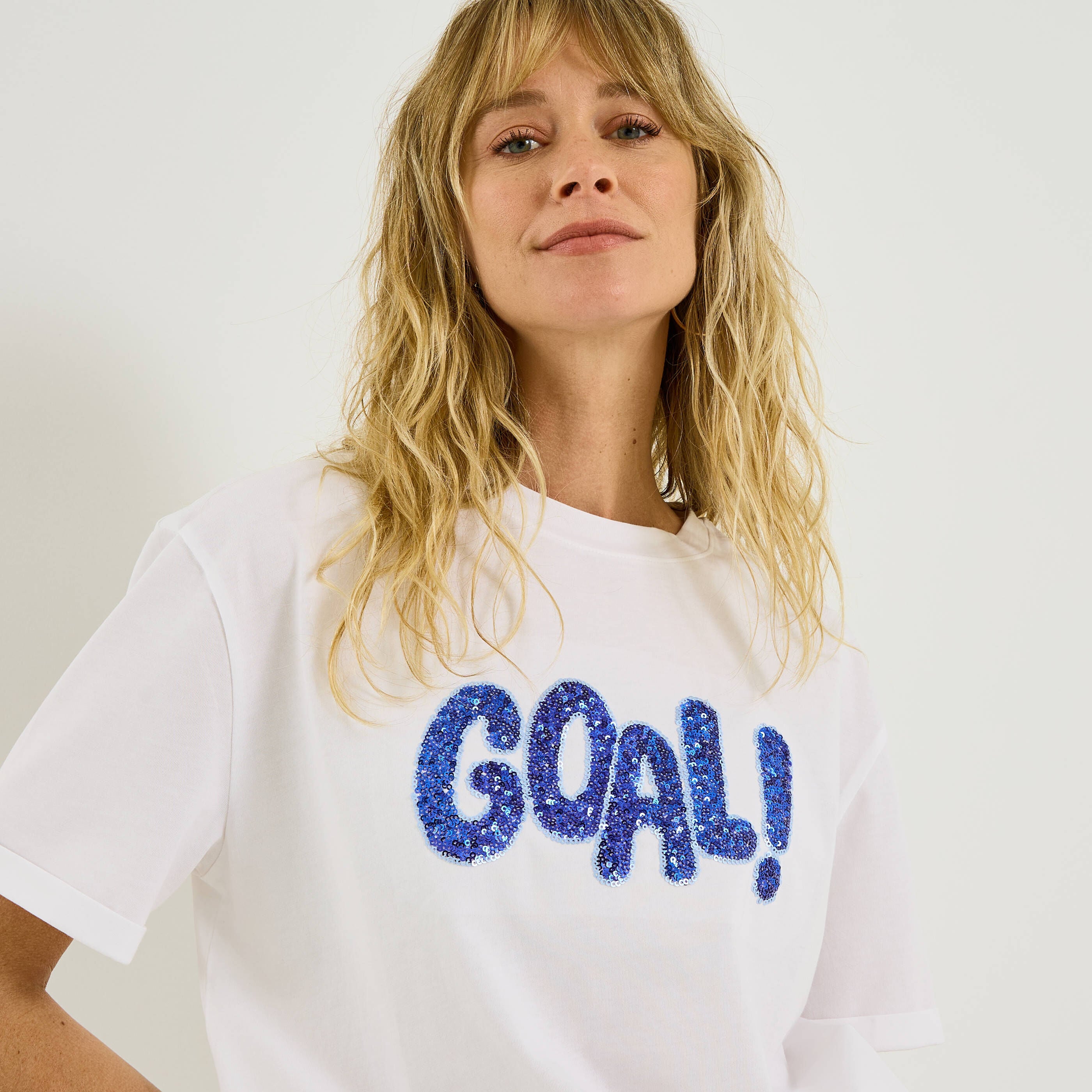 T-shirt graphique &agrave; sequins femme
