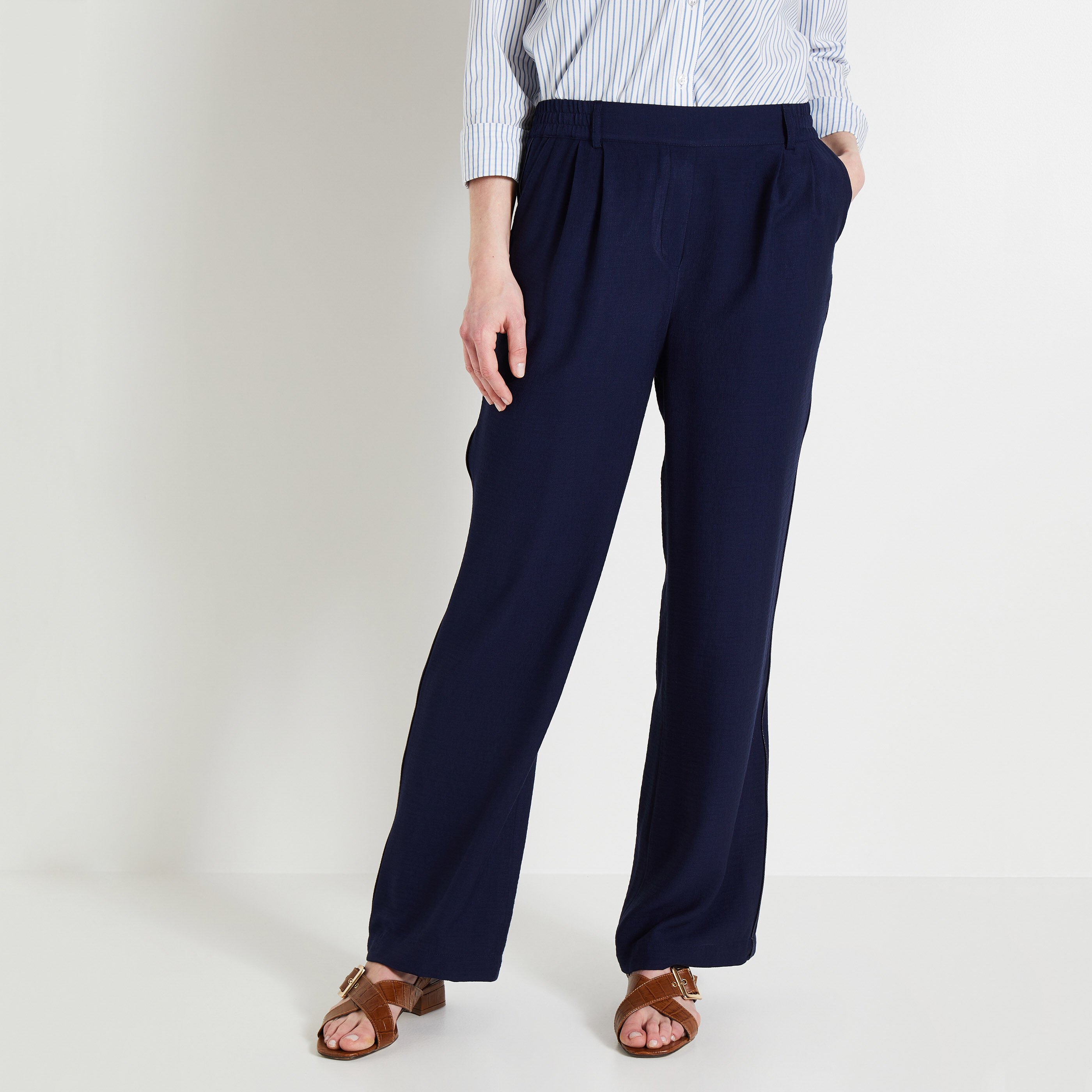 Pantalon &agrave; pince large femme