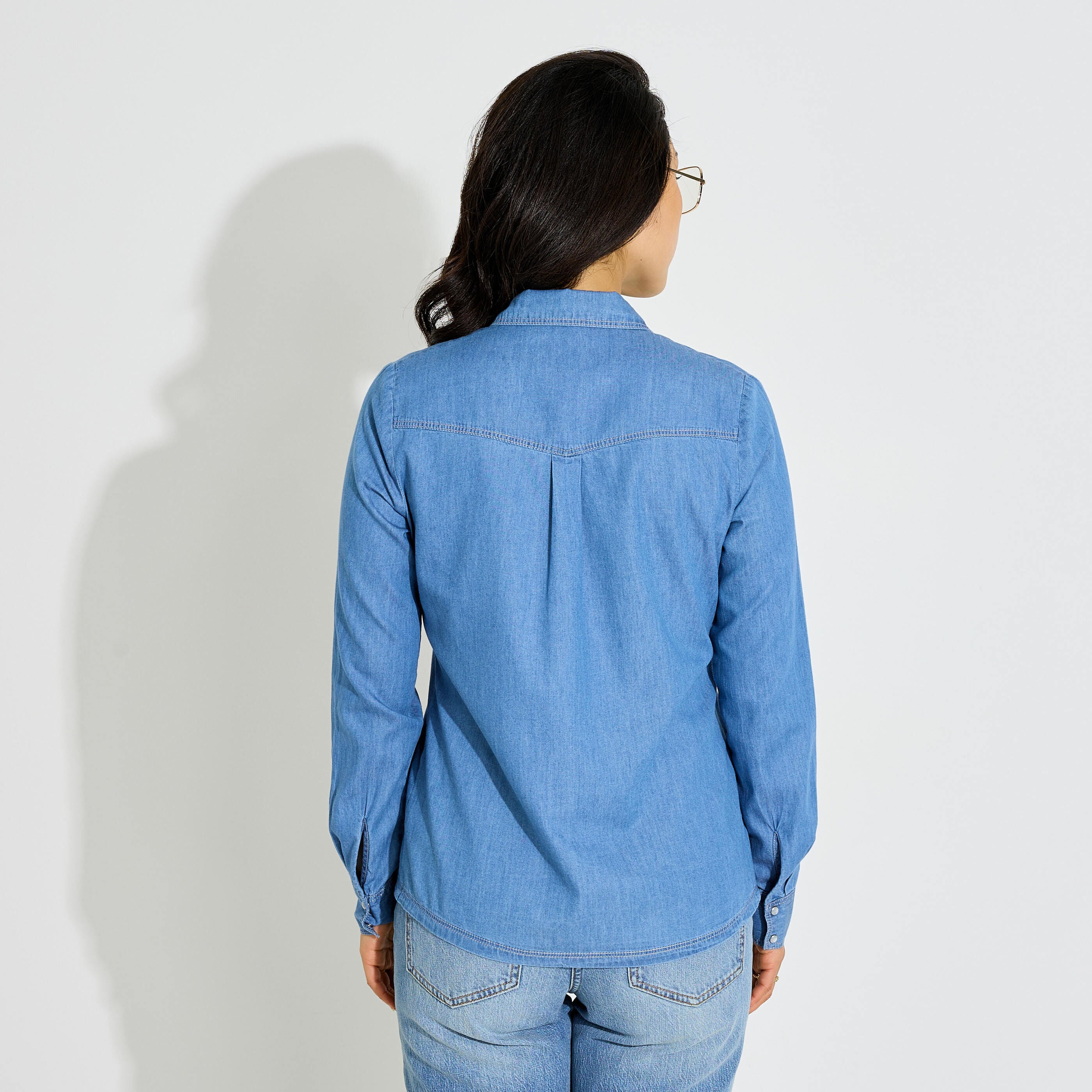 Chemisier en jean col chemise femme