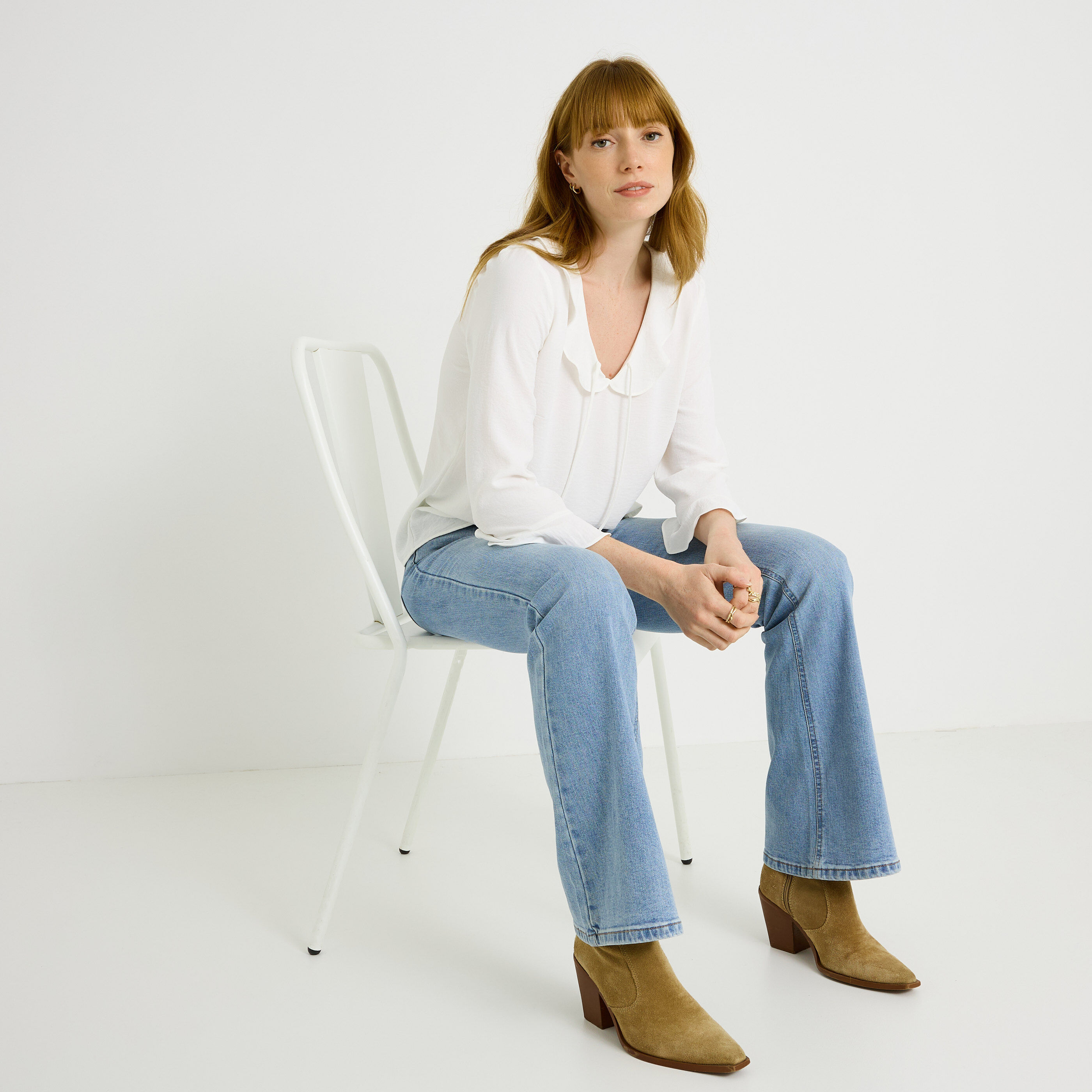 Blouse &agrave; volants femme