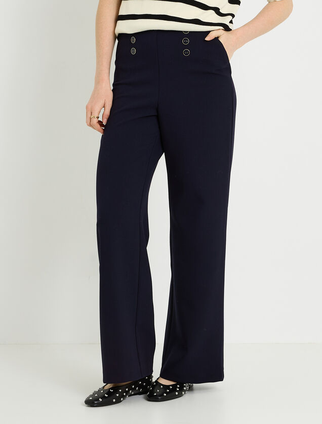 Pantalon large &agrave; pont femme