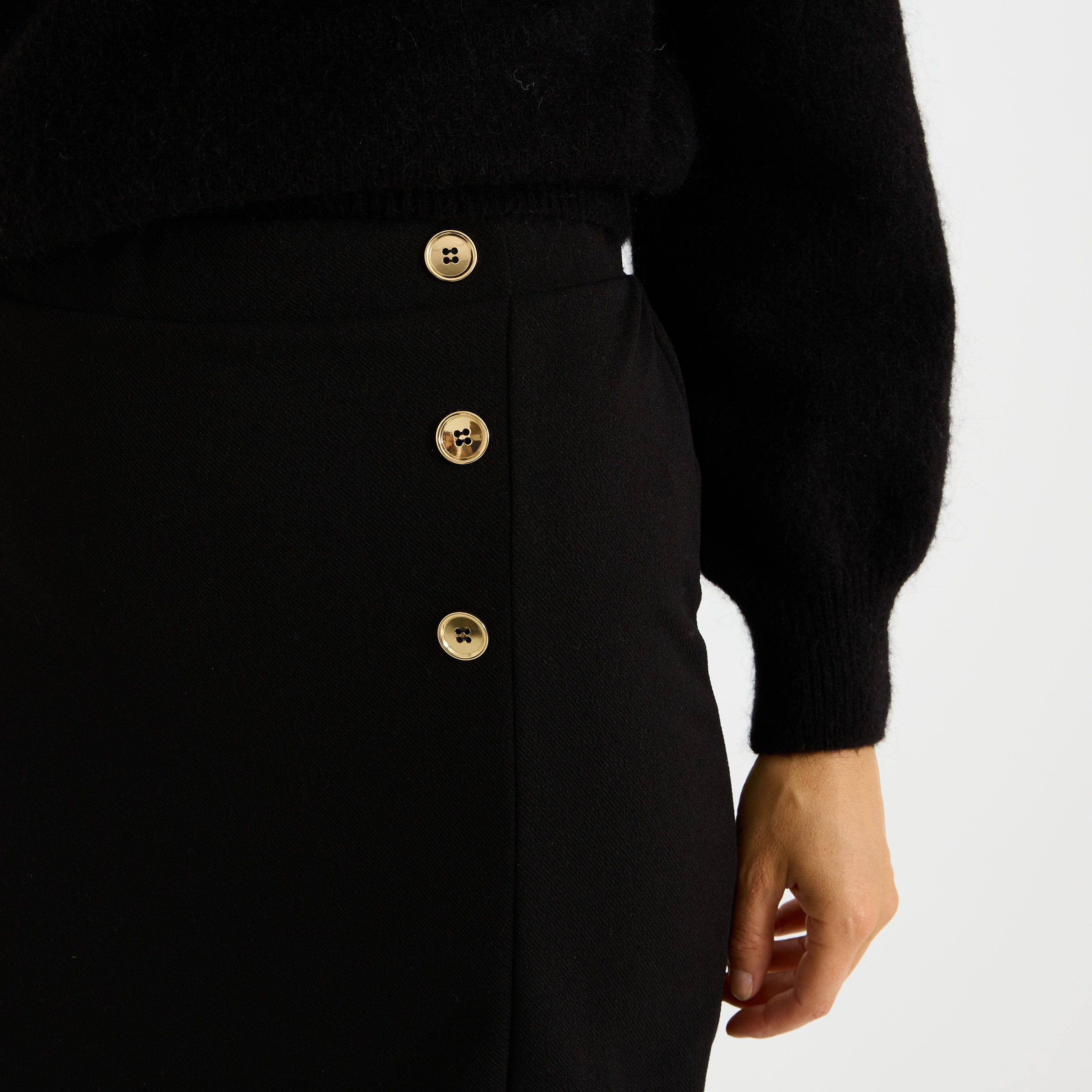 Jupe courte en maille taille &eacute;lastiqu&eacute;e