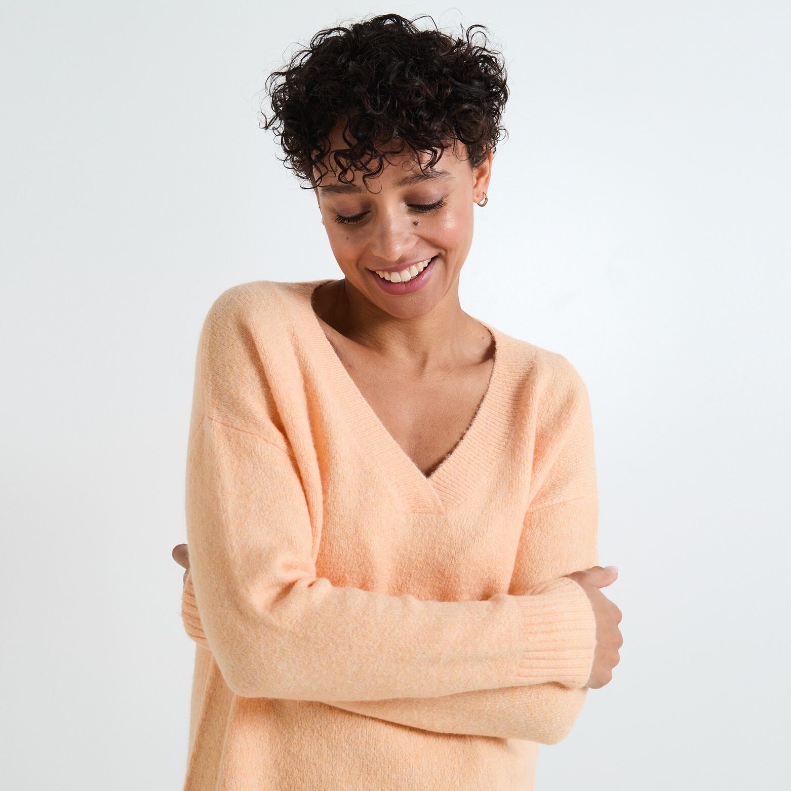 Pull col V femme
