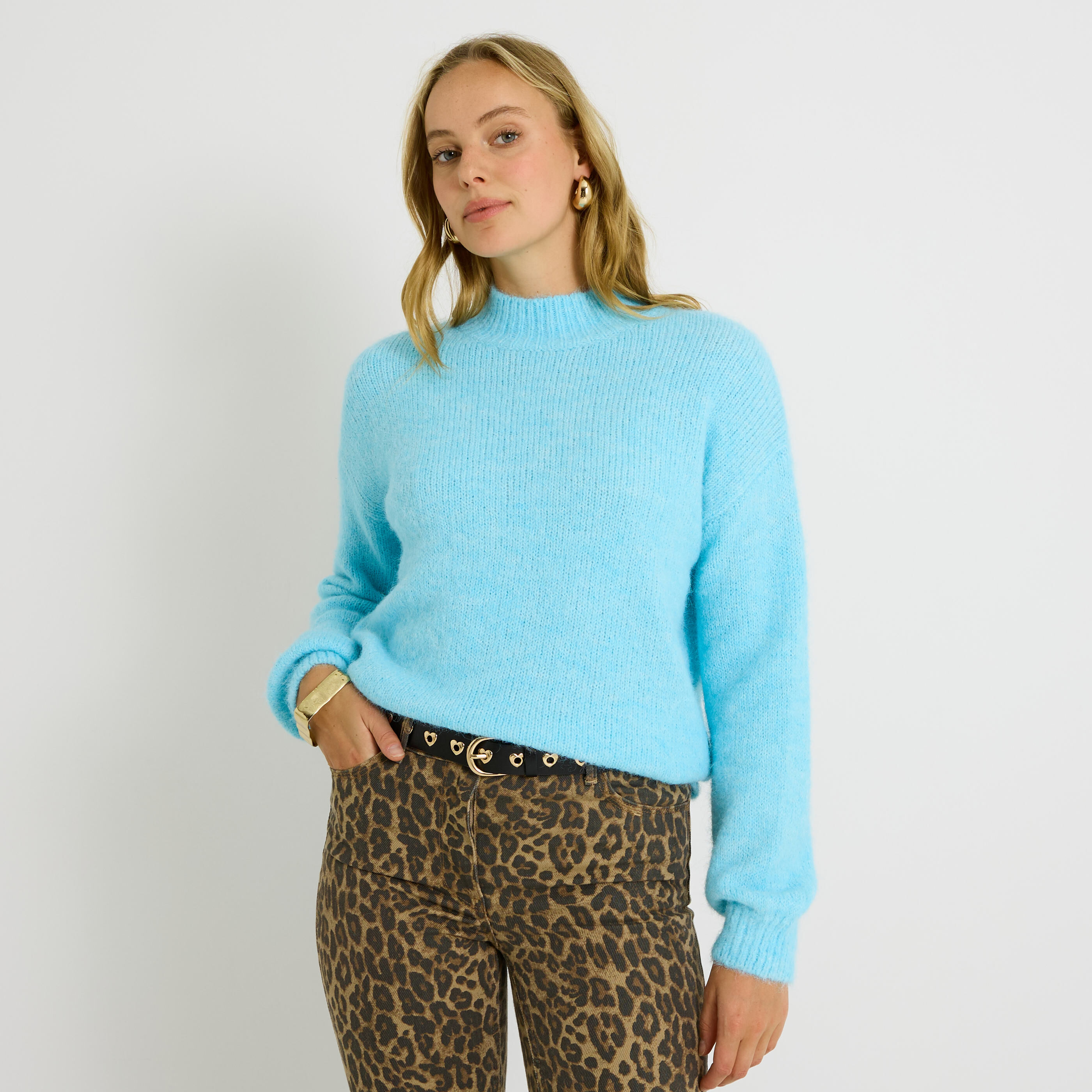 Pull col montant femme