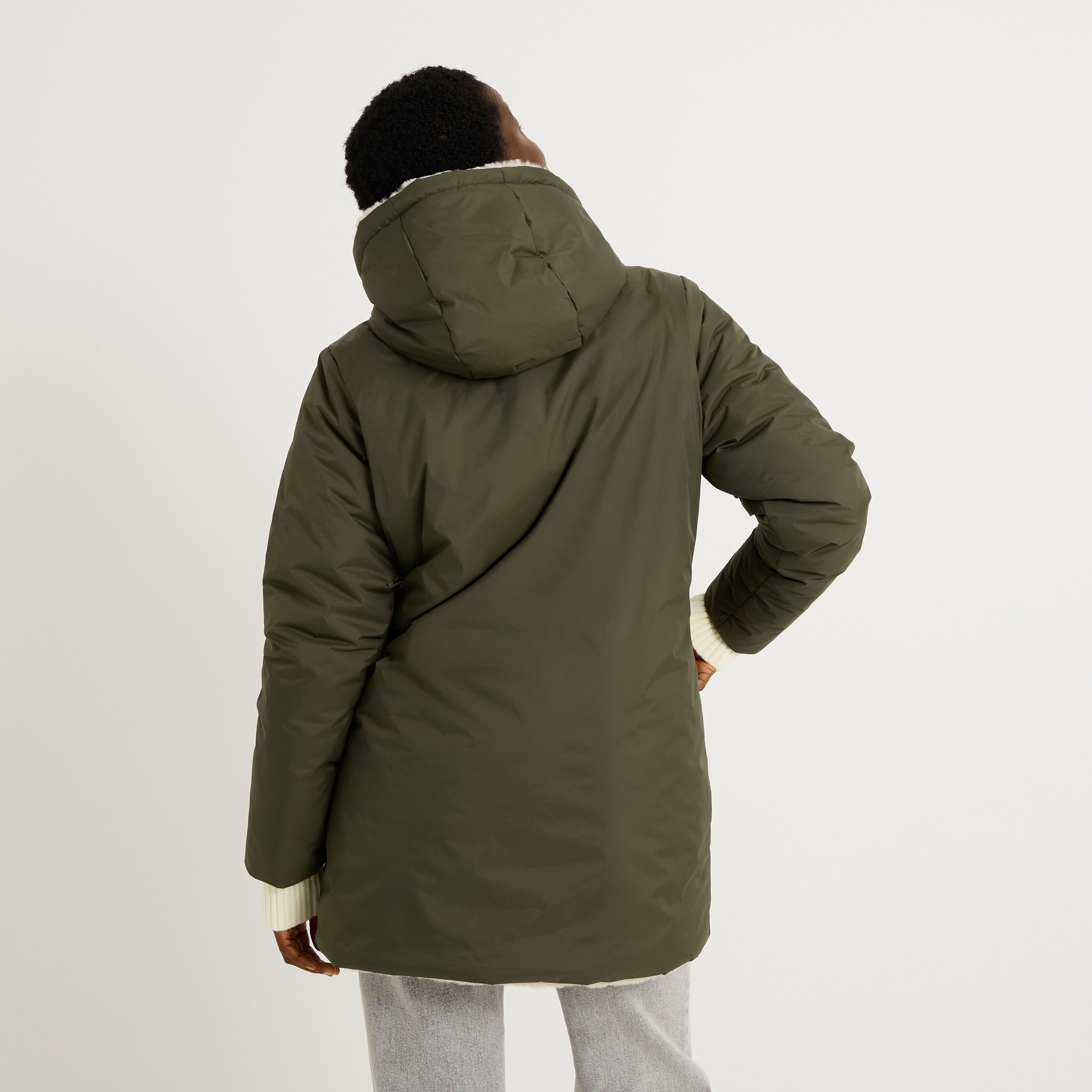 Parka mi-longue r&eacute;versible femme
