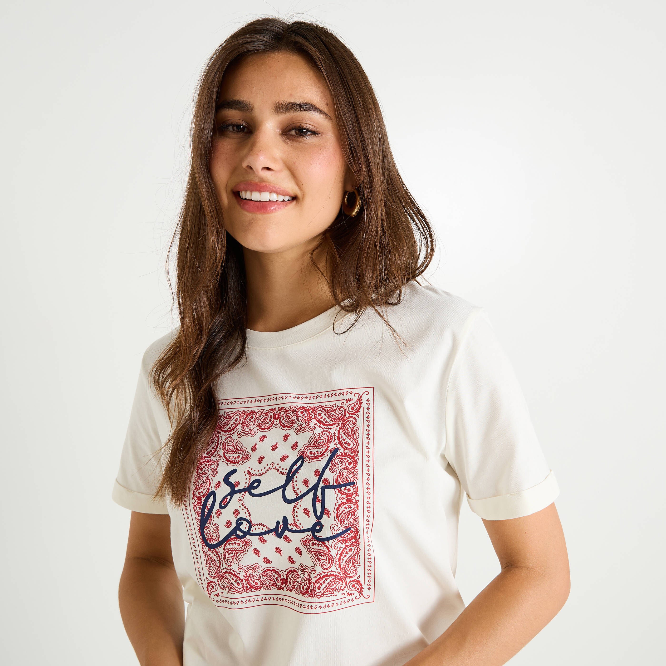 T-shirt graphique &agrave; col rond femme