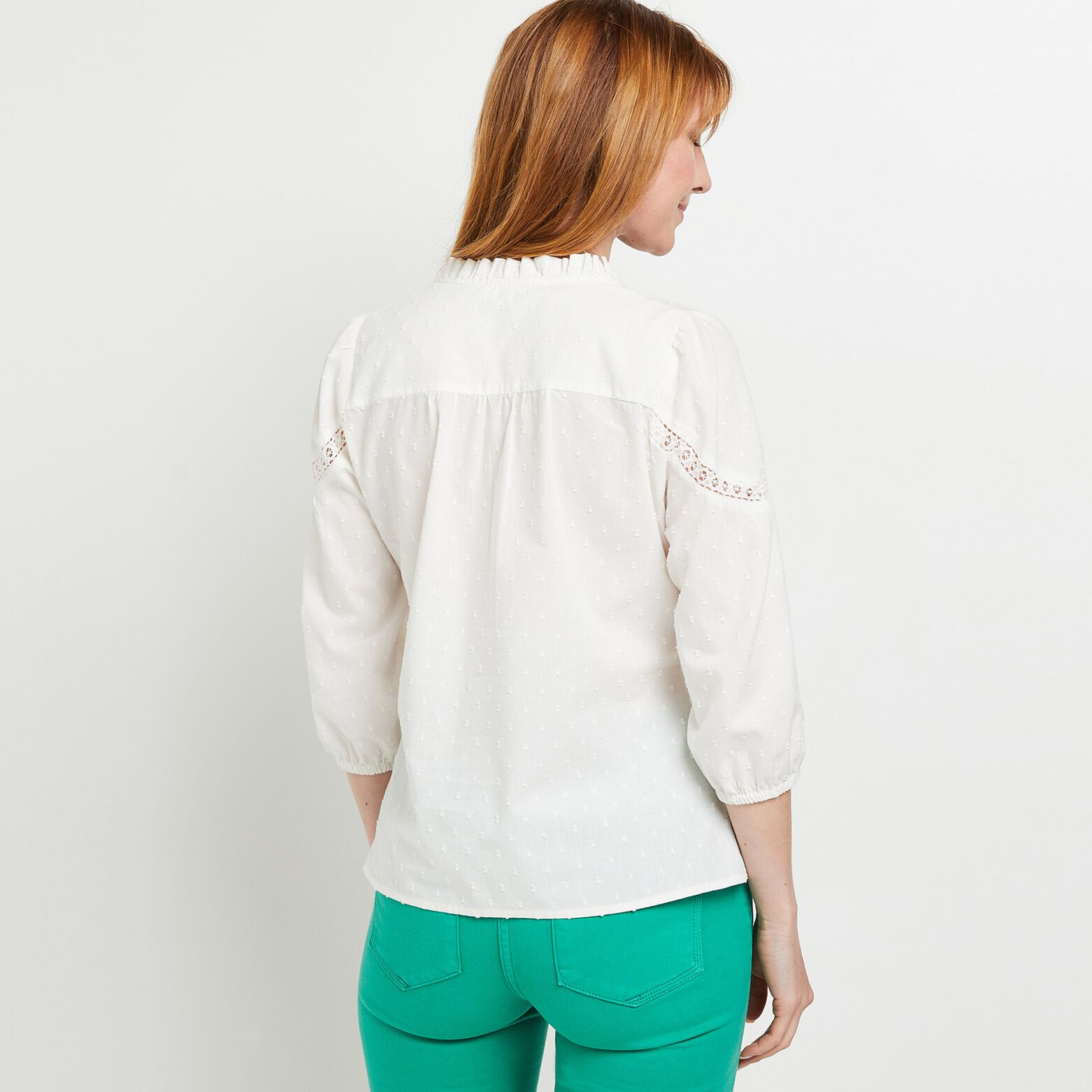 Chemise manches 3/4 dentelle