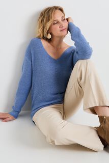 Pull col V femme