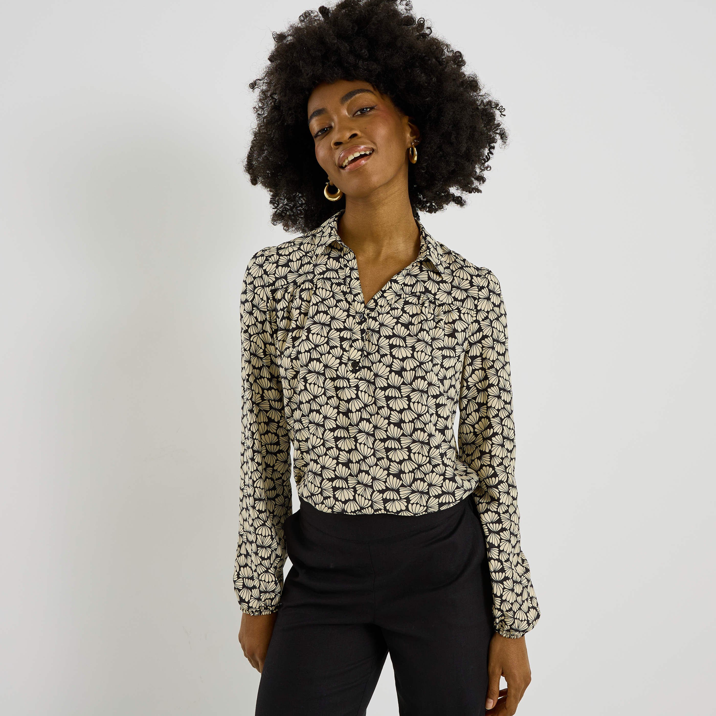Blouse imprim&eacute; bicolore femme