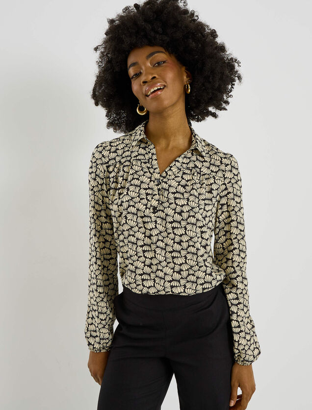 Blouse imprim&eacute; bicolore femme