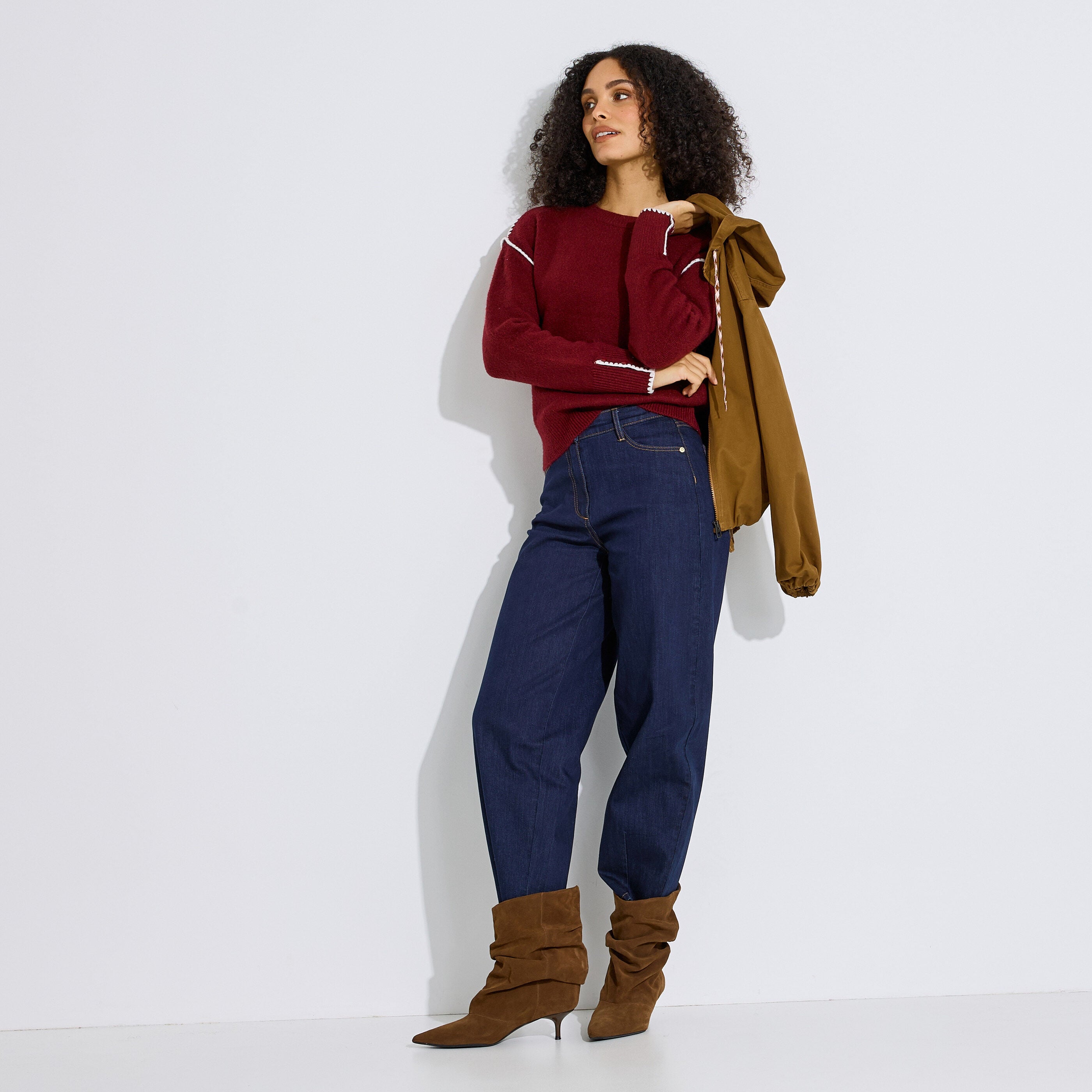 Pull en maille manches longues femme