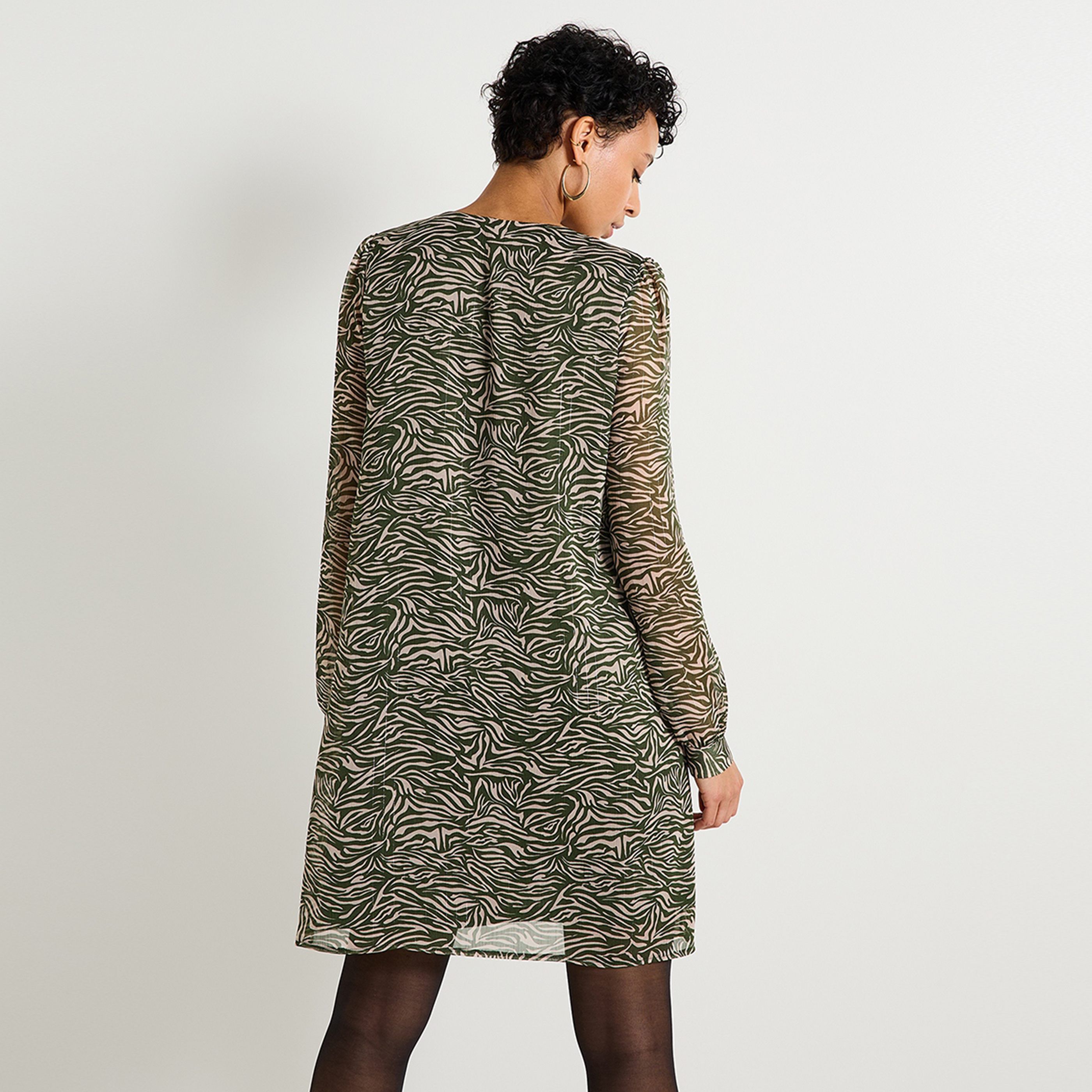 Robe voile imprim&eacute;e femme