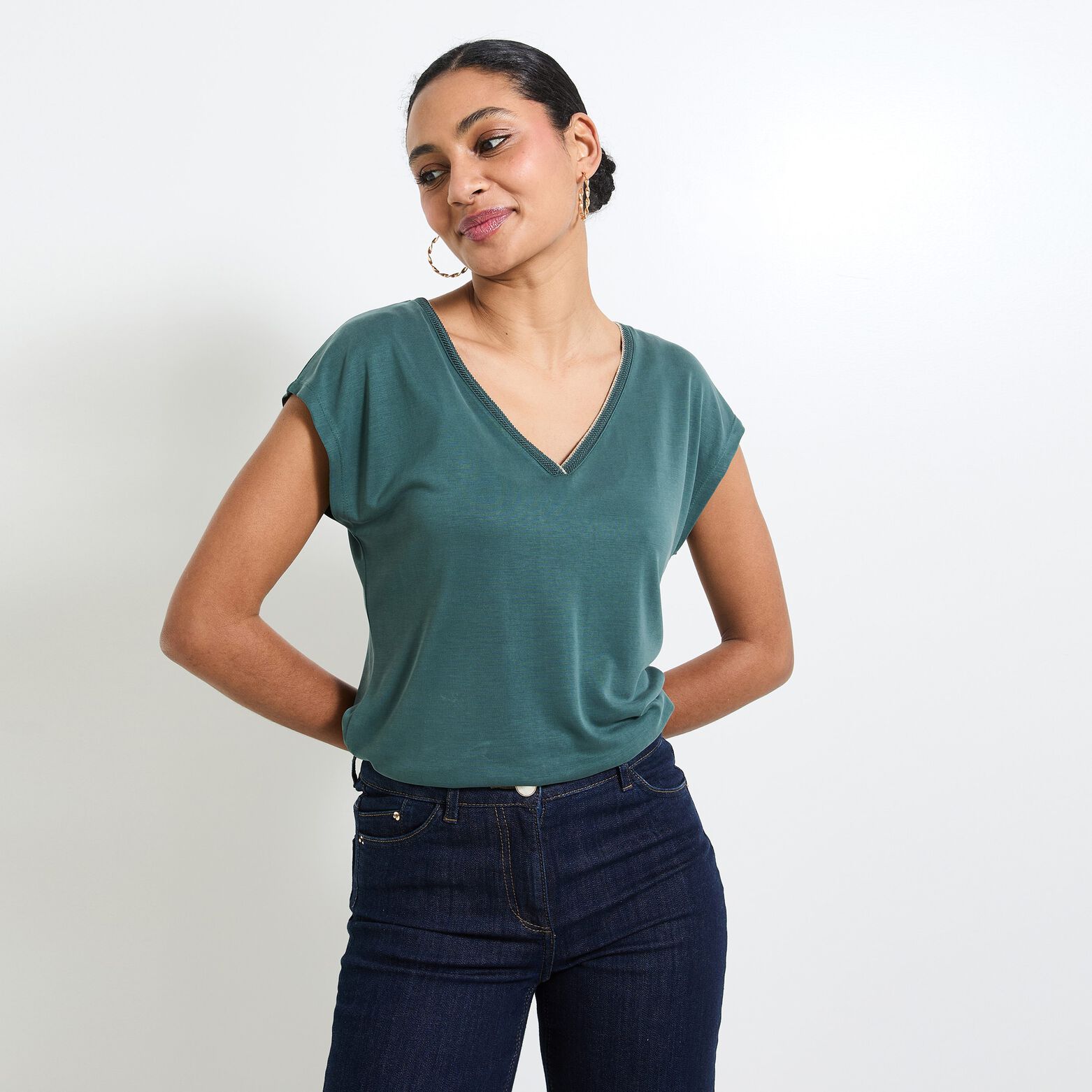 T-shirt col V femme