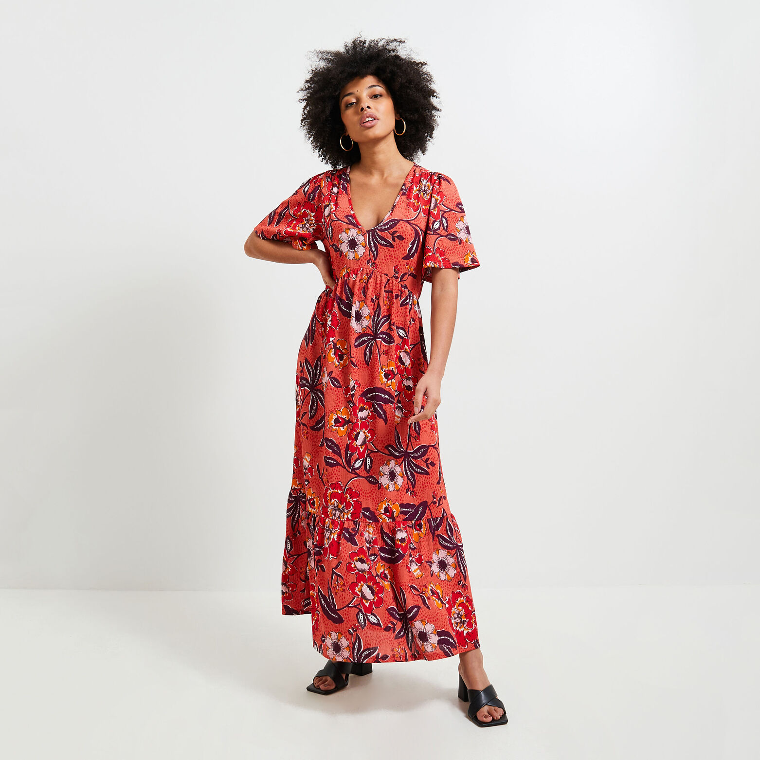 Robe longue imprimée femme
