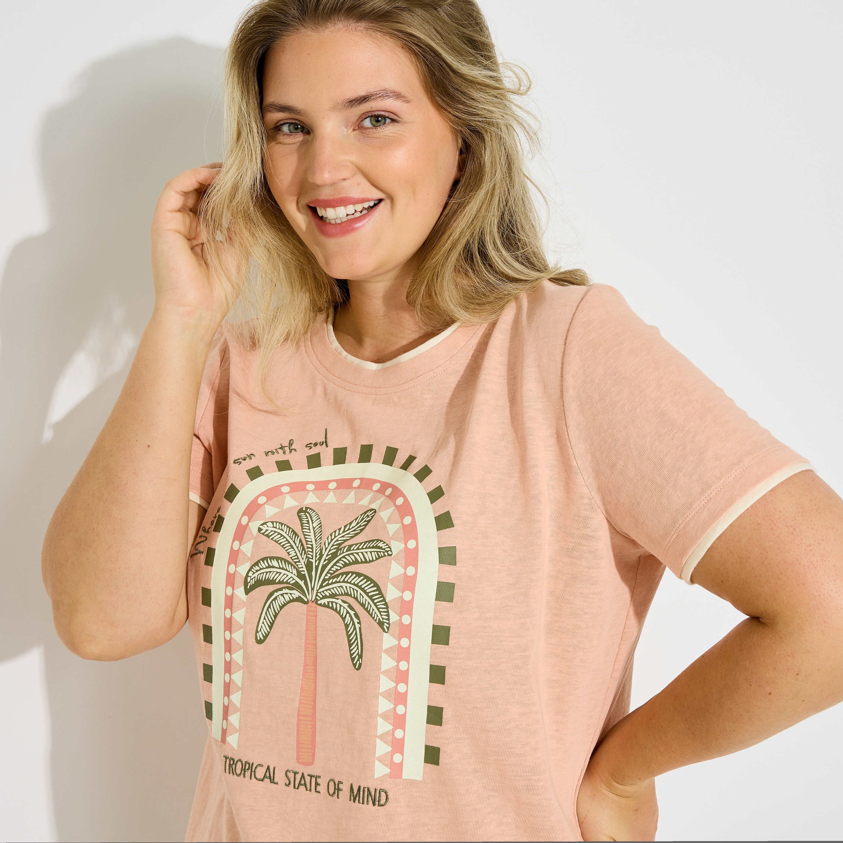 T-shirt imprim&eacute; palmier femme