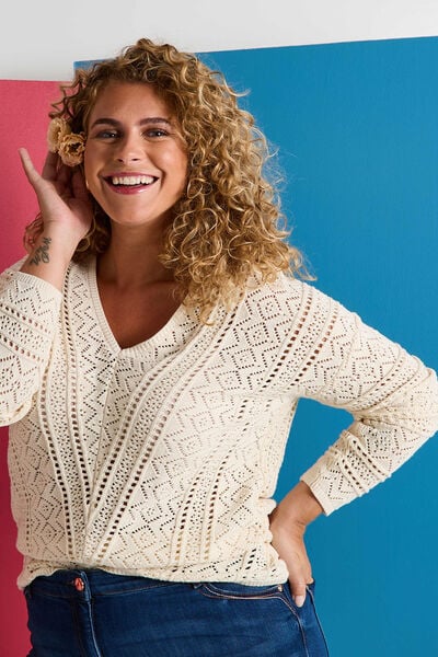 Pull col V manches longues femme