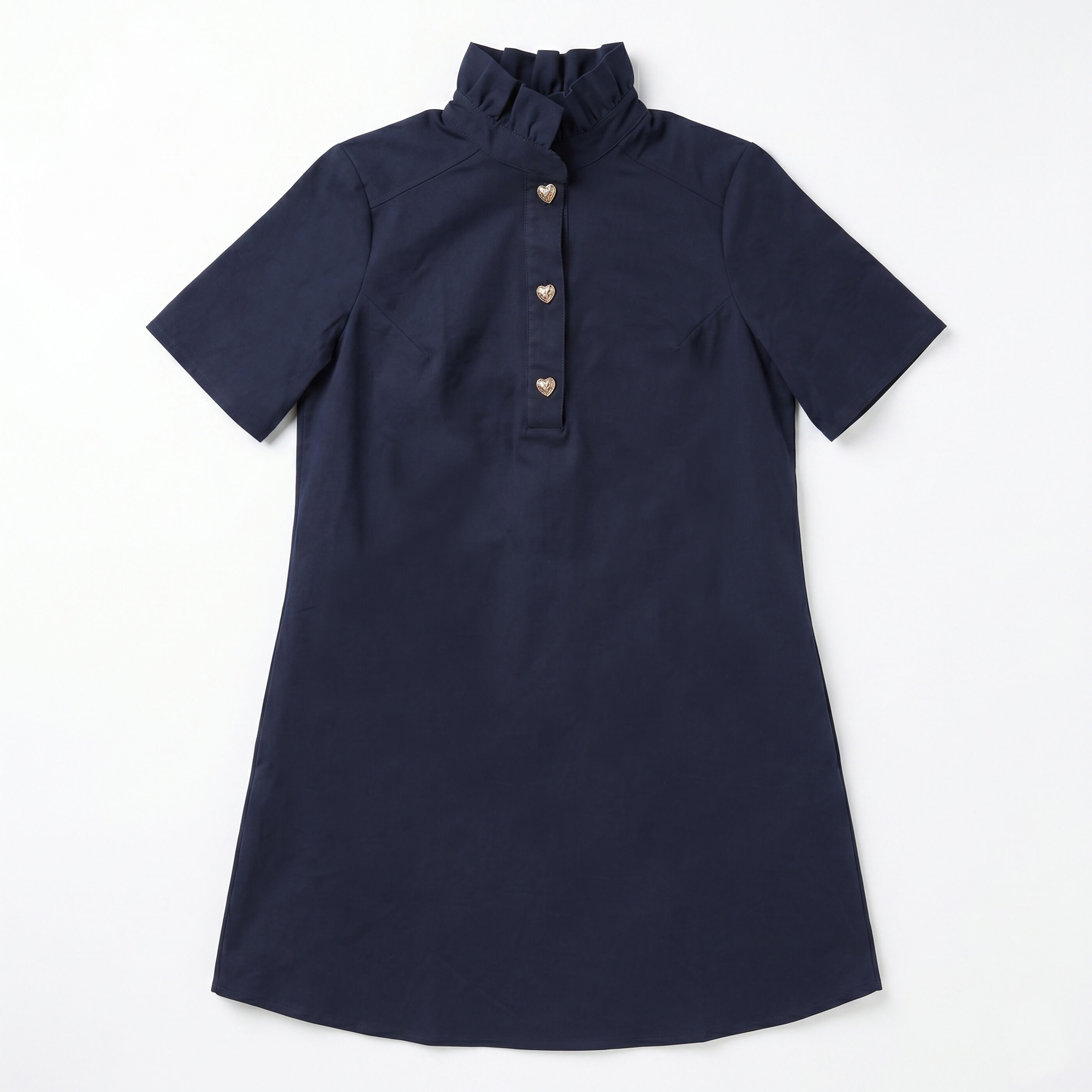 Robe courte col montant volant&eacute;