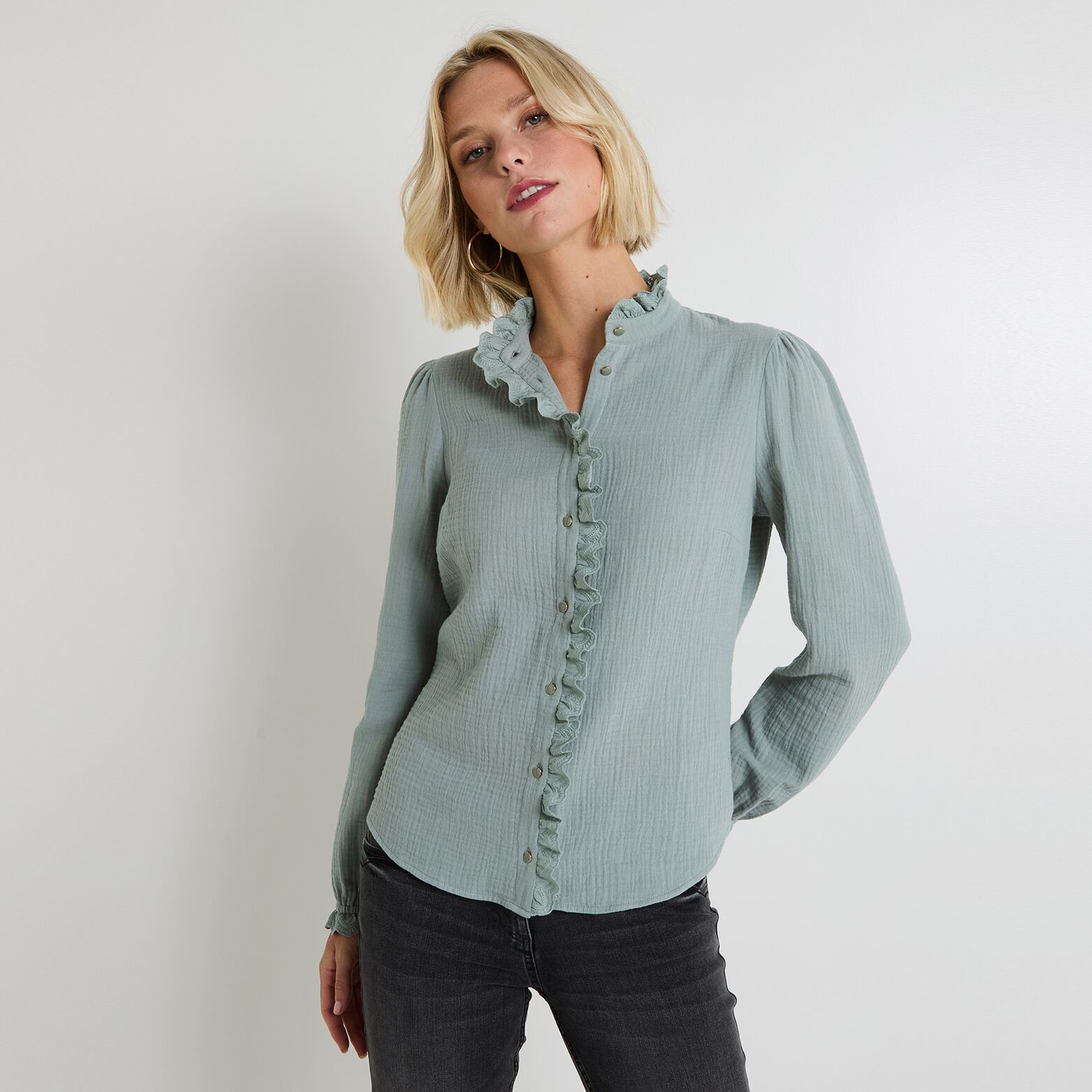 Chemisier col montant femme