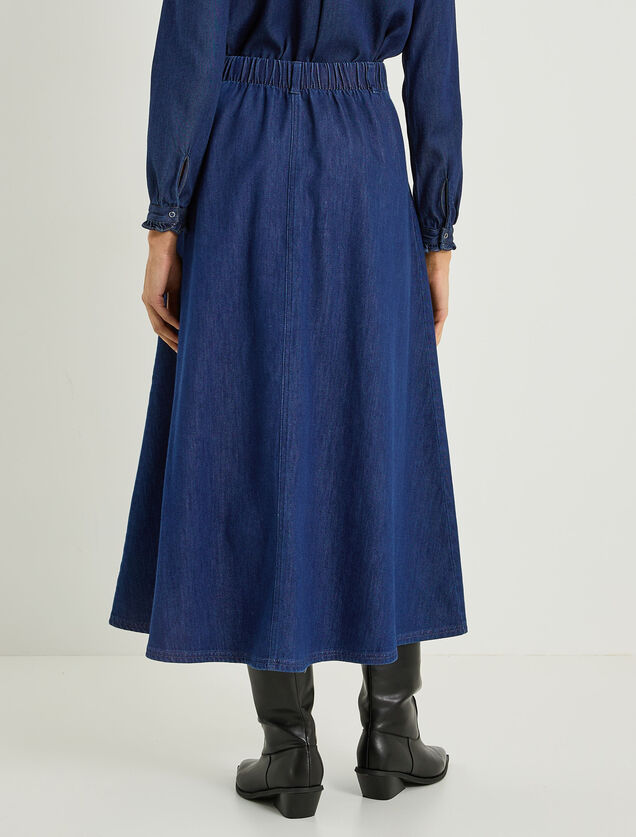 Jupe longue &eacute;vas&eacute;e en denim