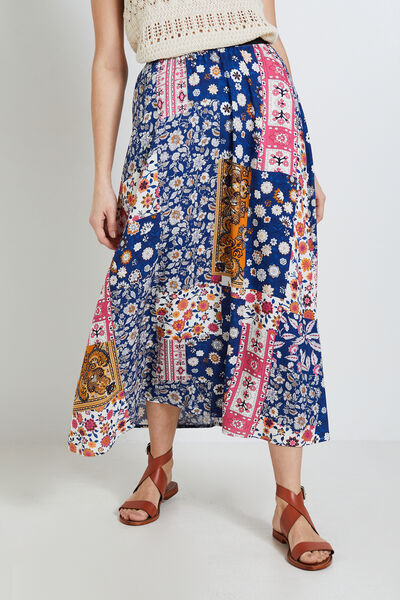 Jupe longue imprimé patchwork femme