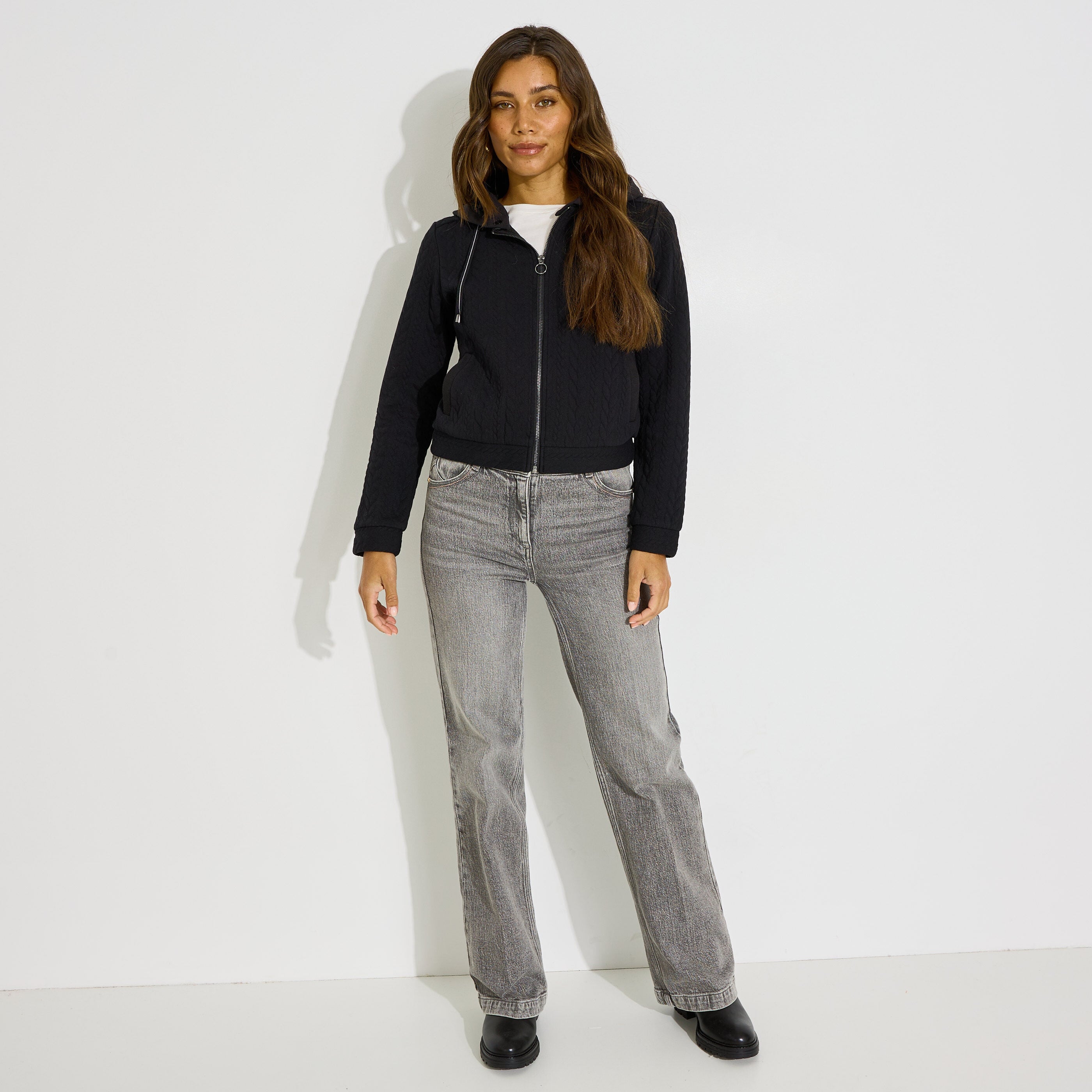 Veste zipp&eacute;e capuche amovible femme