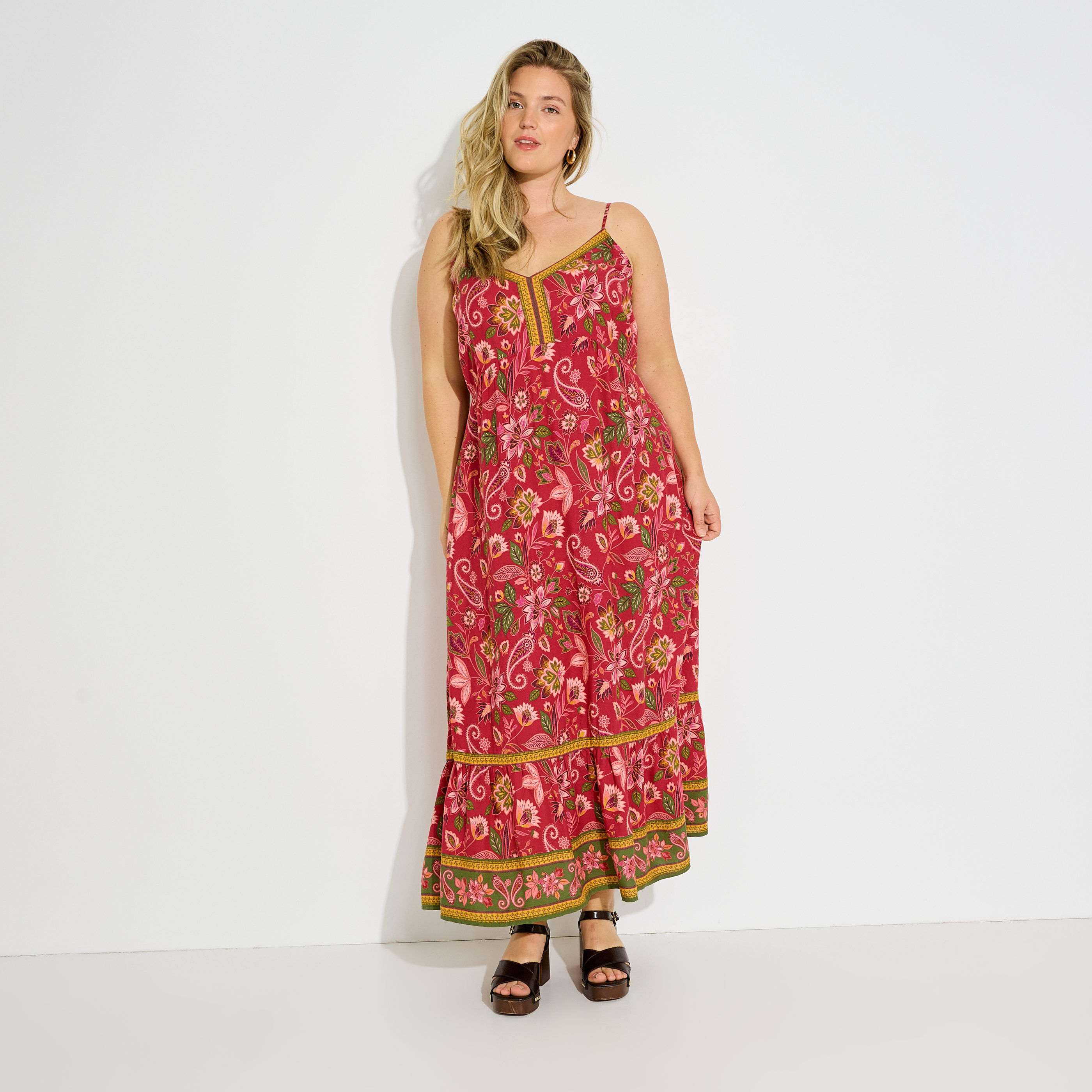 Robe longue boh&egrave;me imprim&eacute;e