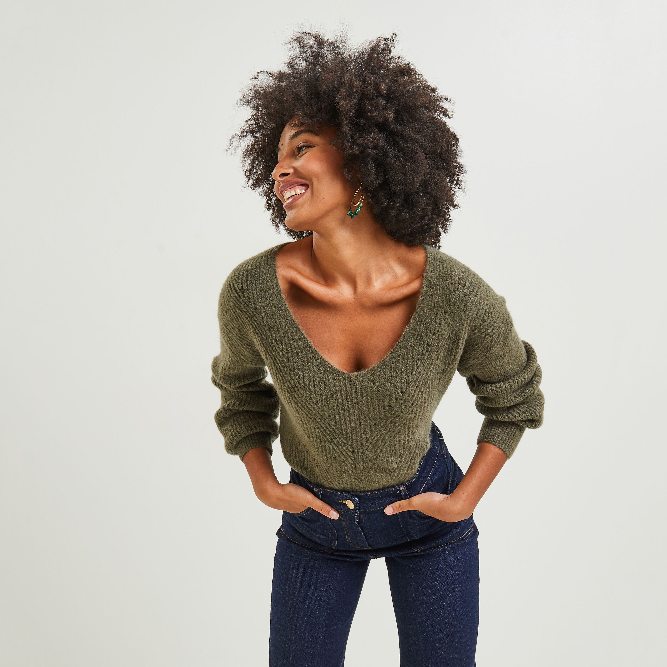 Pull col V femme Graindemalice