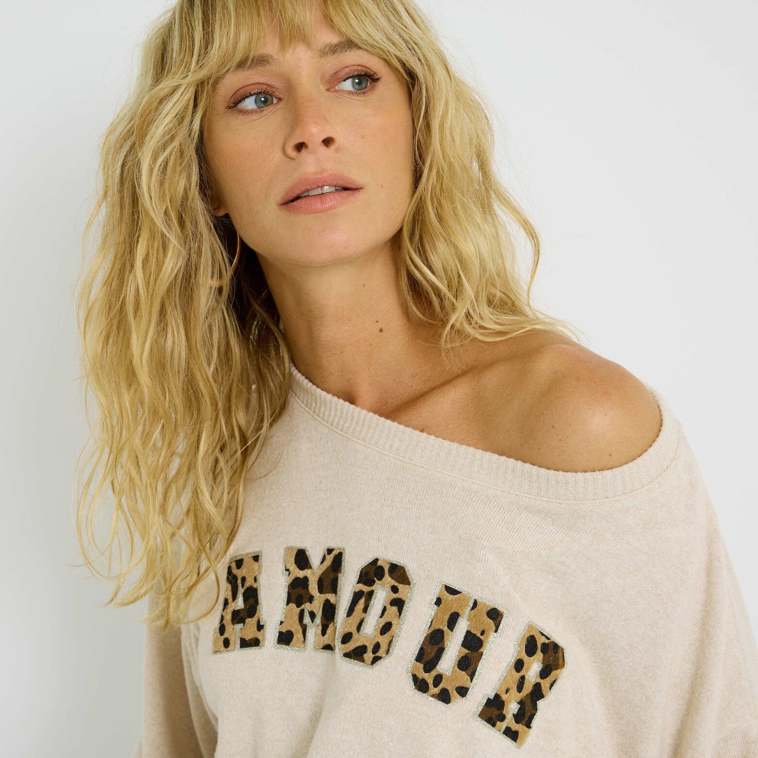 T-shirt message imprimé léopard femme