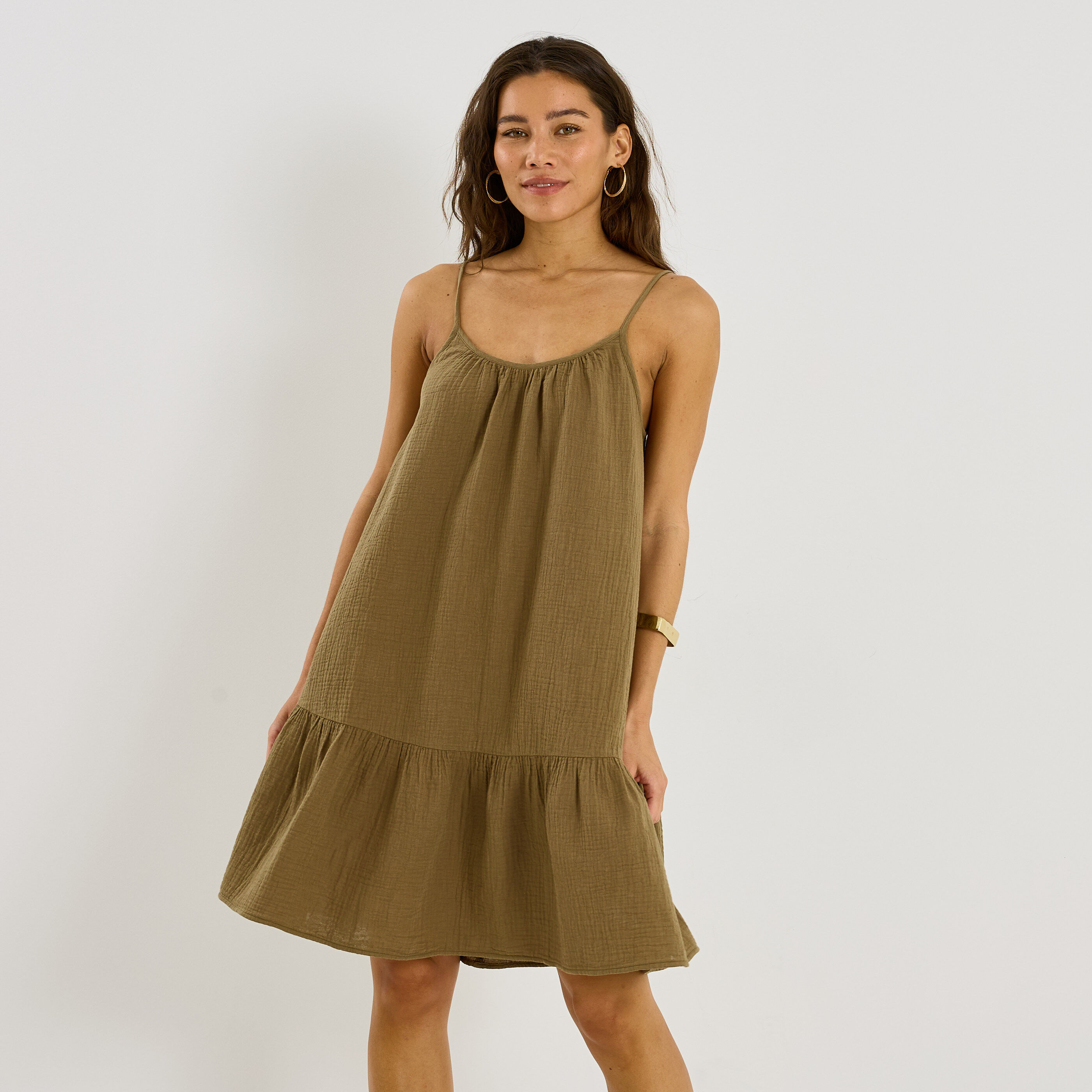 Robe courte en gaze de coton