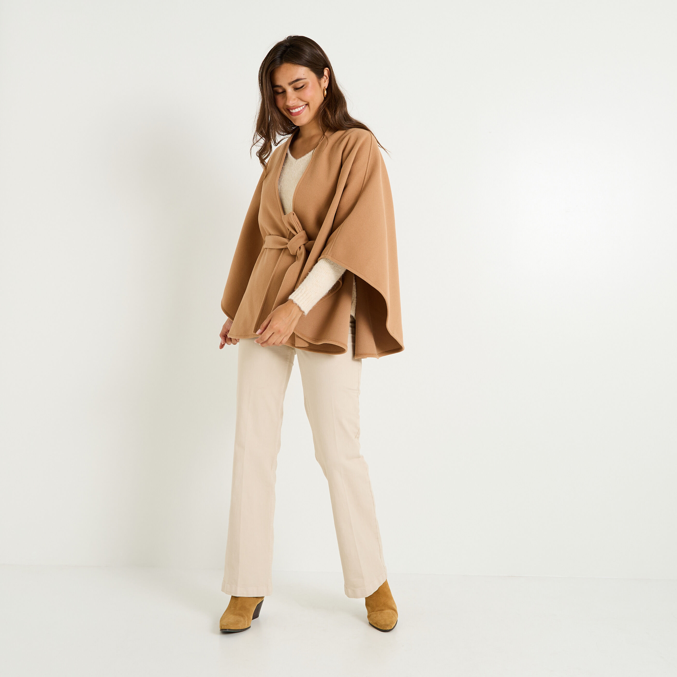 Poncho cape avec ceinture