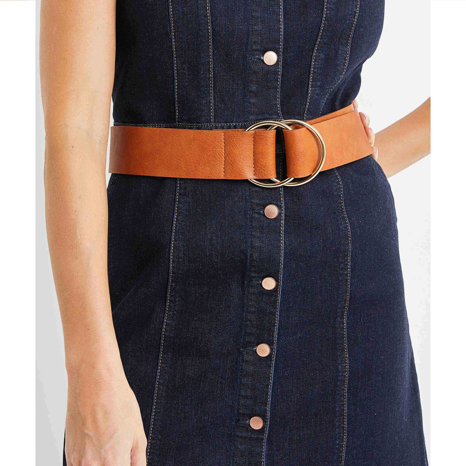 Ceinture large double boucle femme