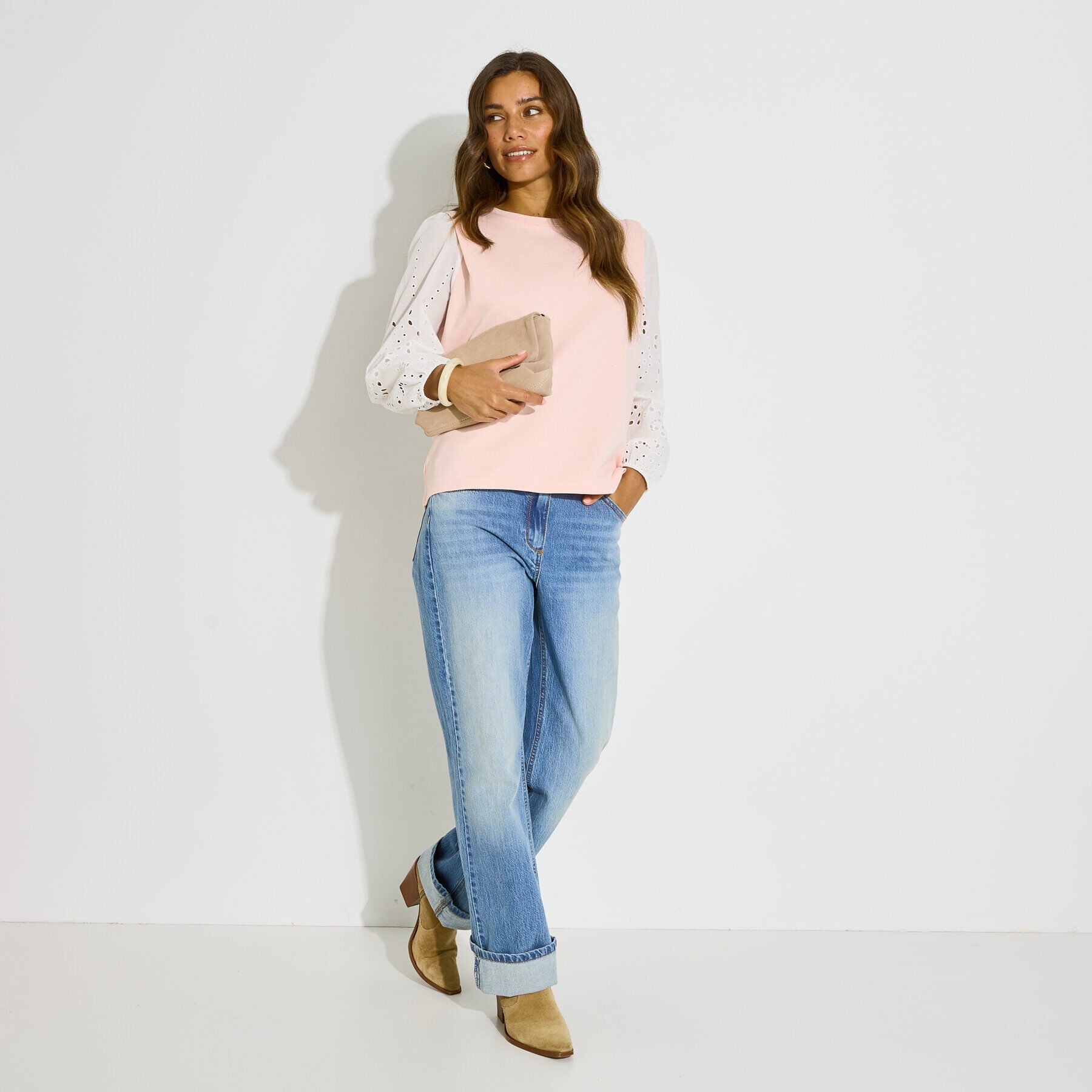Sweat manches ajour&eacute;es femme