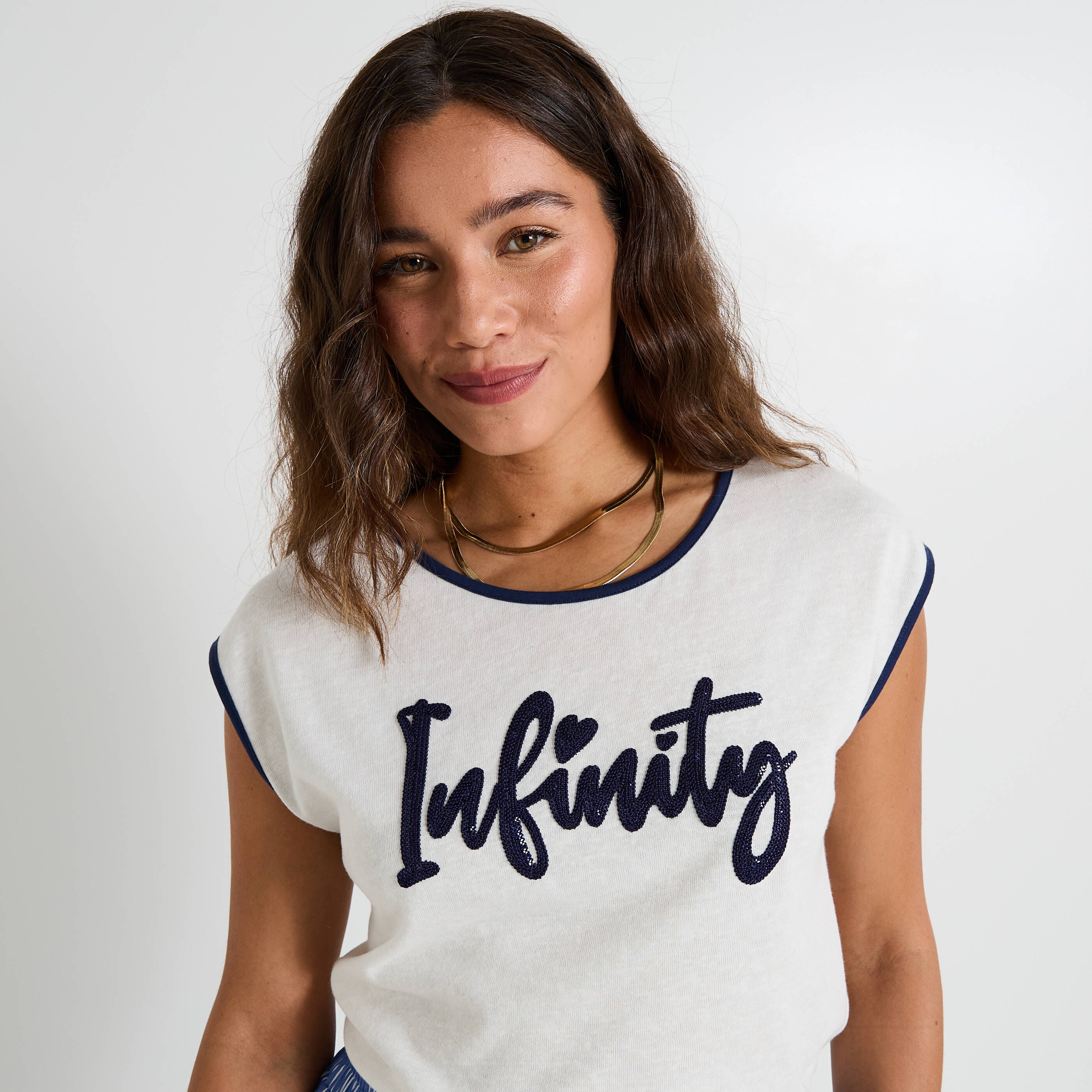 T-shirt message en sequins femme