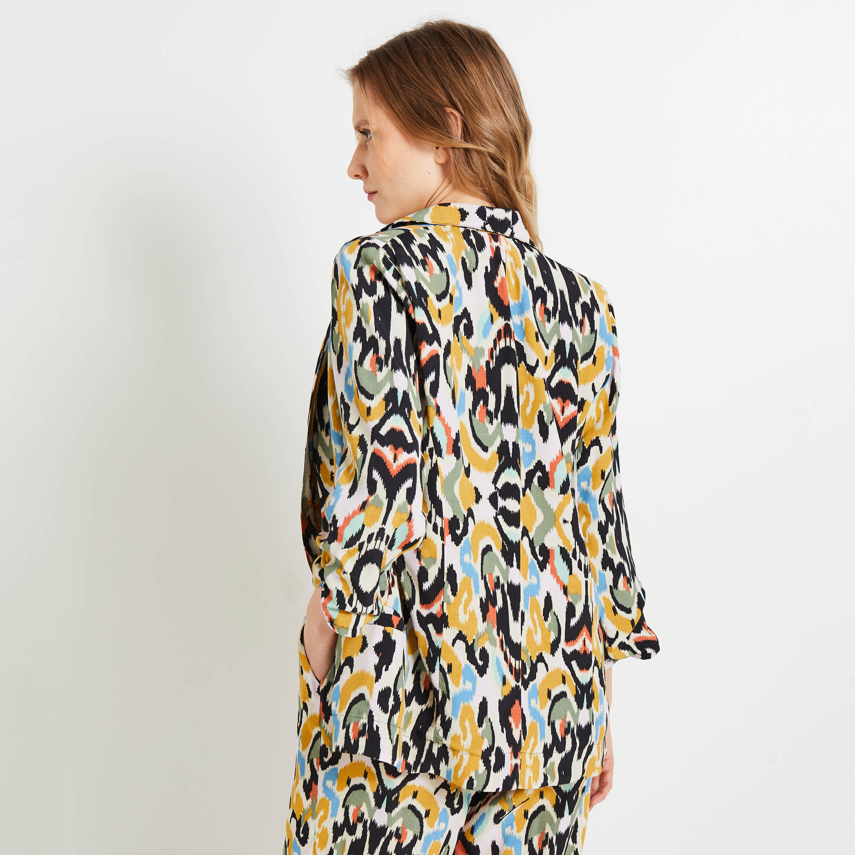Veste fluide imprim&eacute;e femme