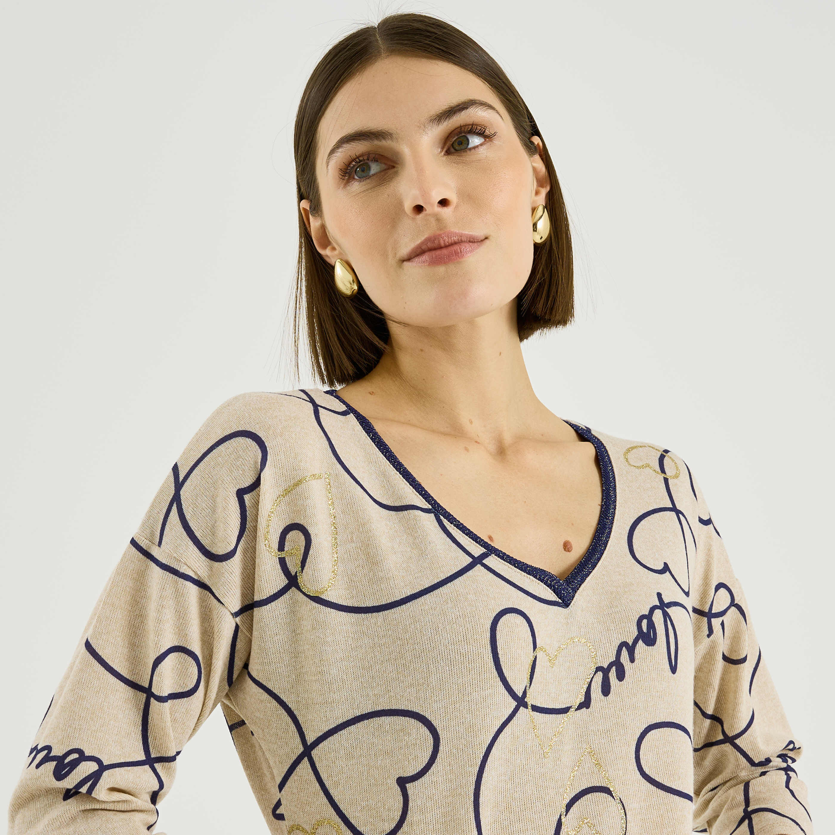 T-shirt imprim&eacute; c&oelig;ur femme