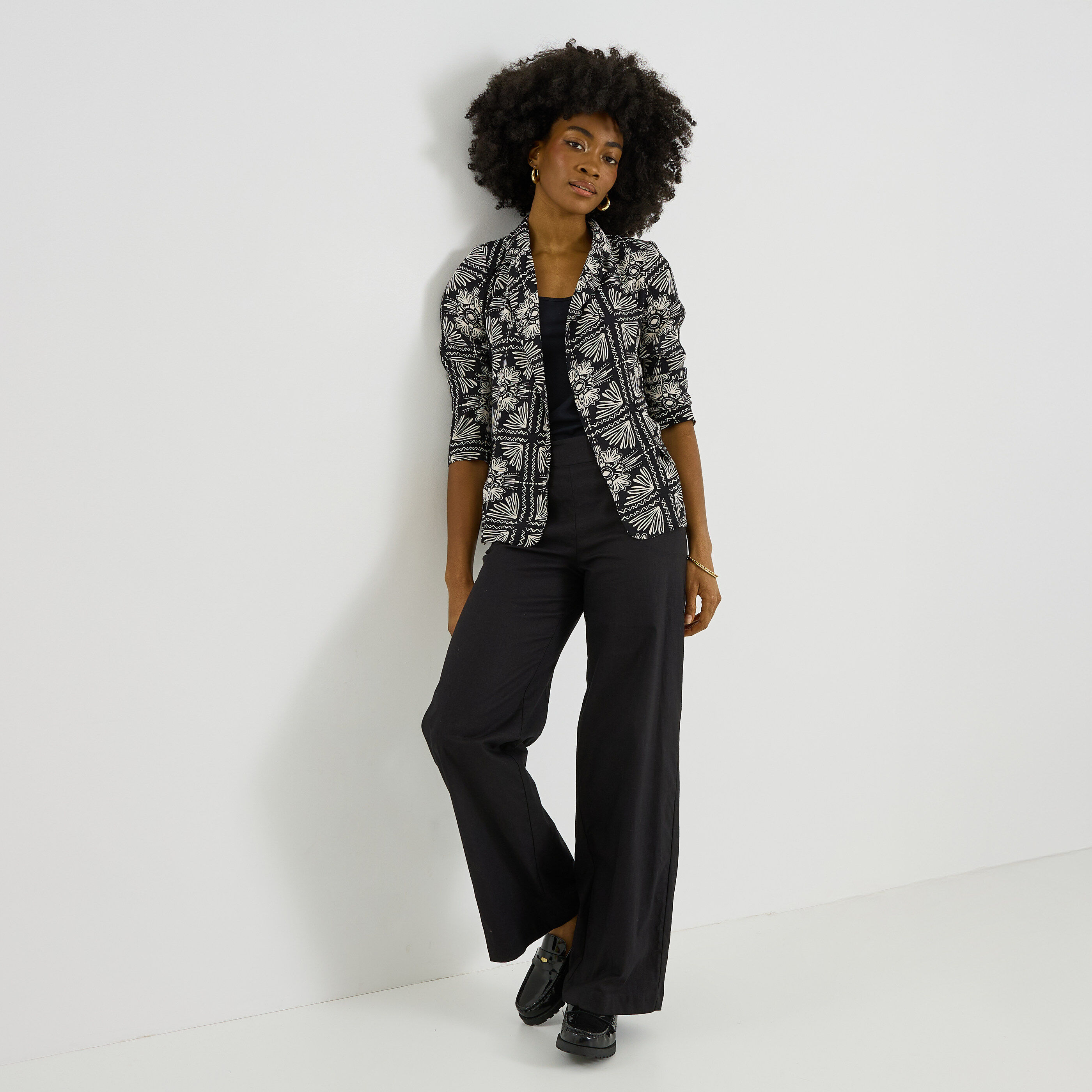 Veste blazer imprim&eacute; femme