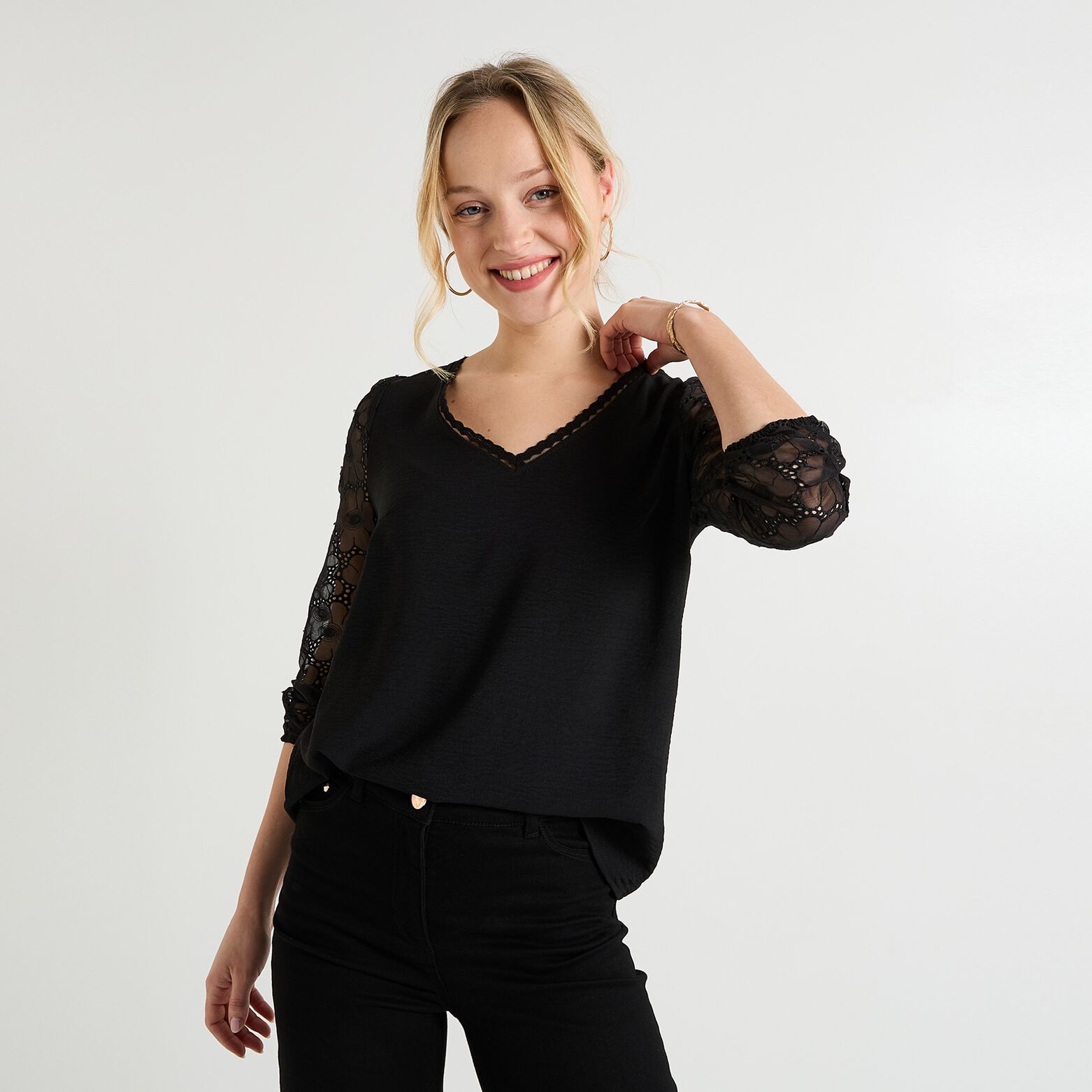 Blouse à manches fantaisie femme
