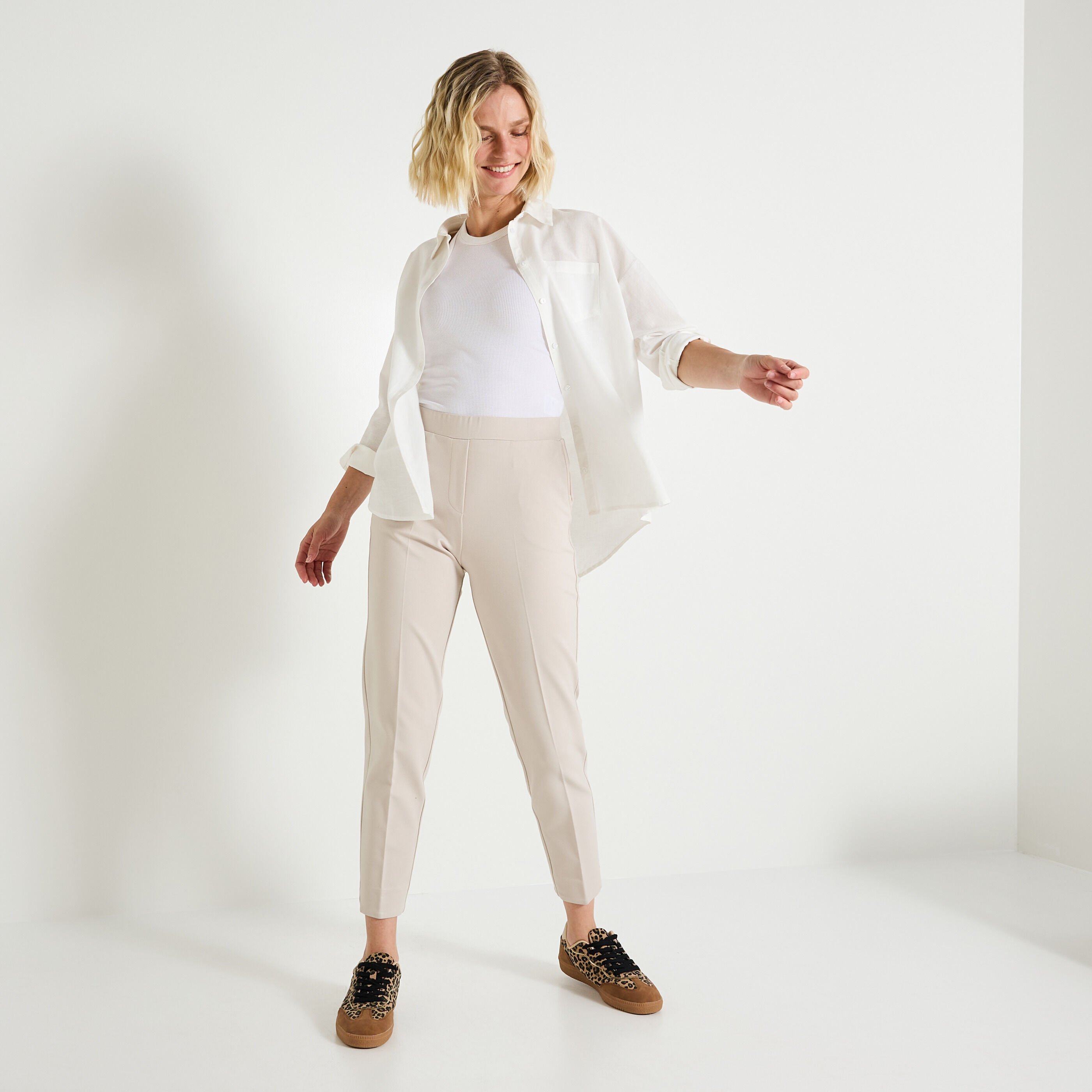 Pantalon cigarette en maille femme