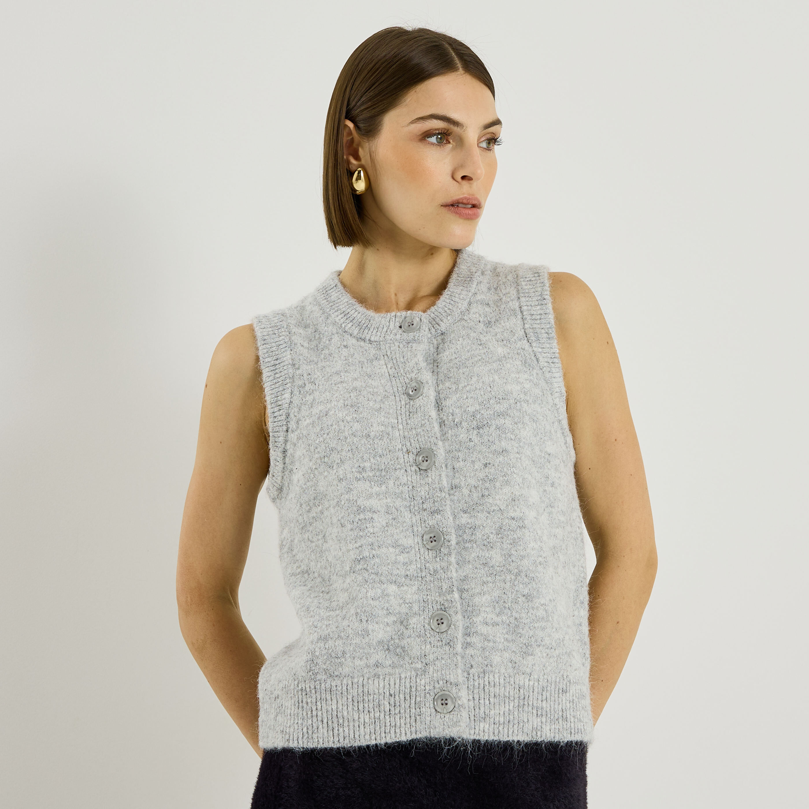 Gilet sans manches &agrave; col rond femme