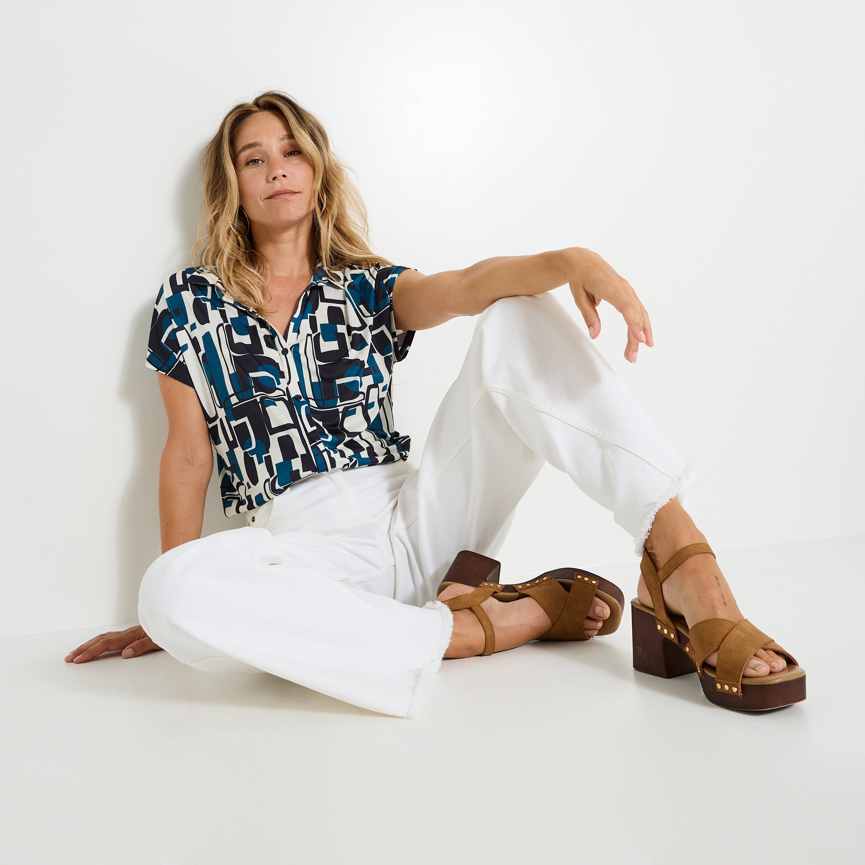 T-shirt col chemise femme