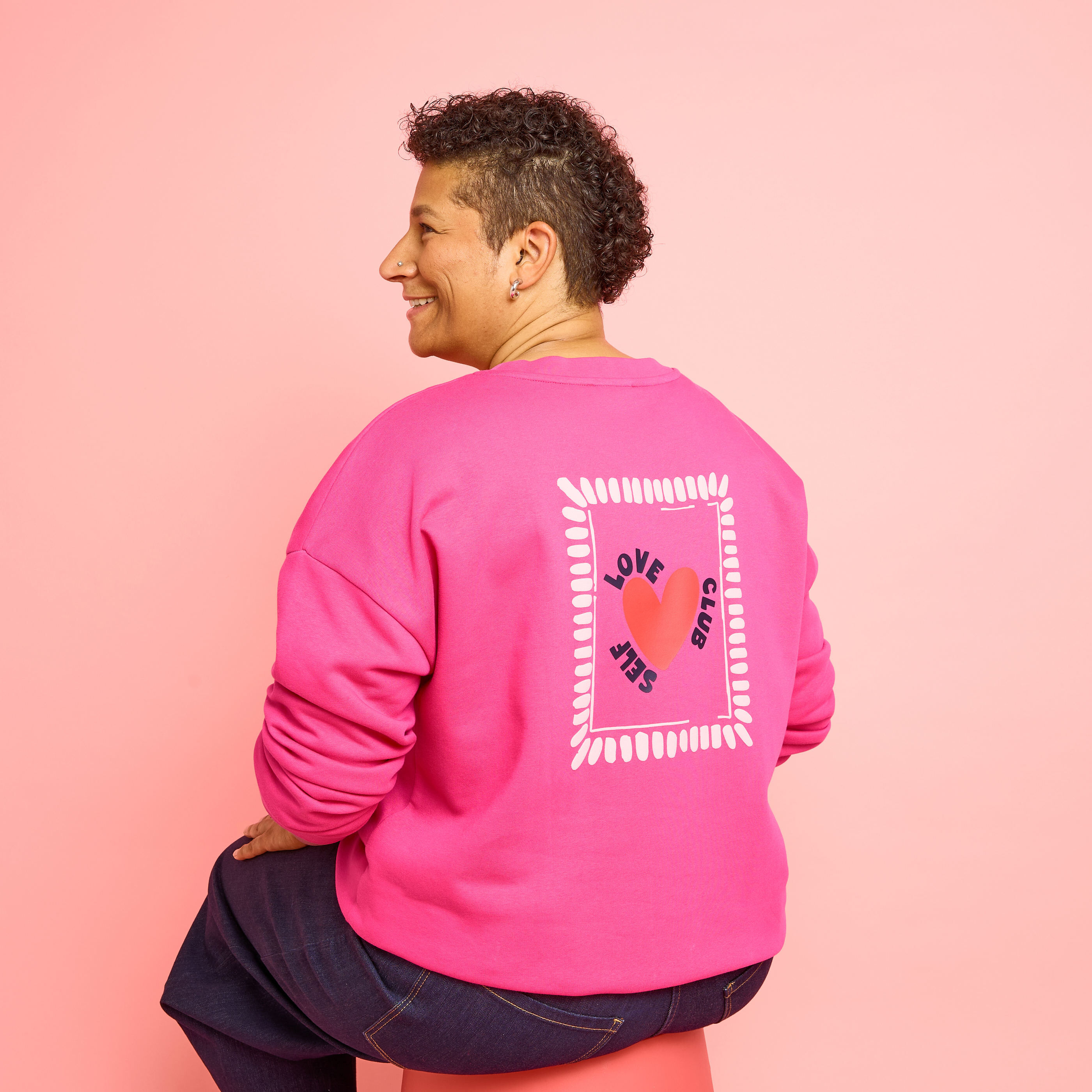 Sweat imprim&eacute; motif coeur femme