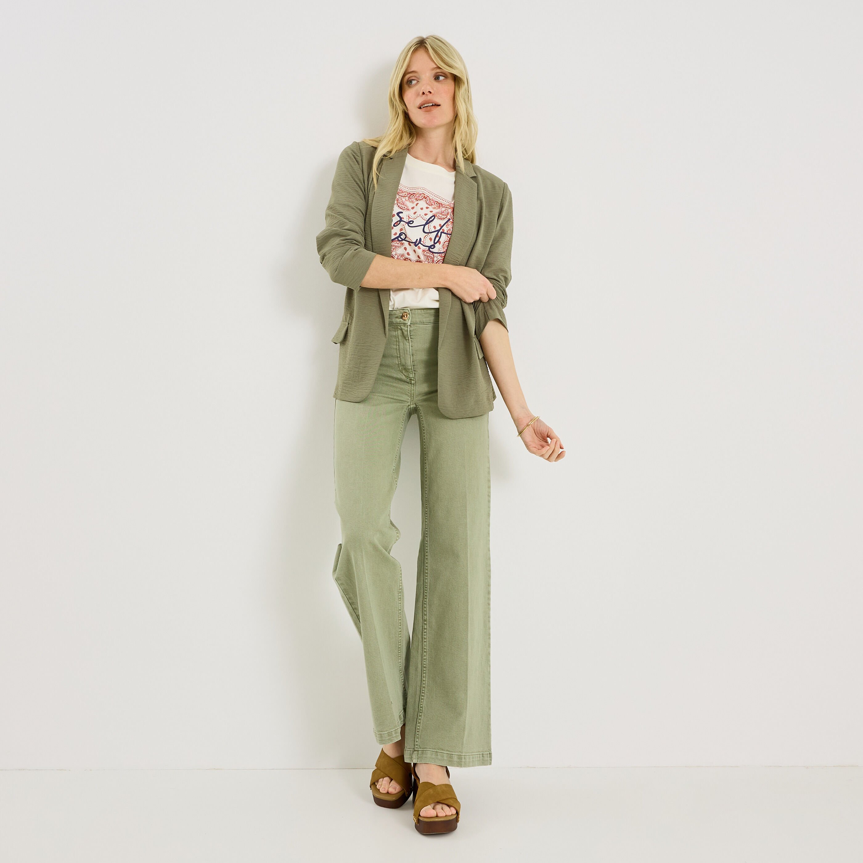 Veste fluide &agrave; col tailleur femme