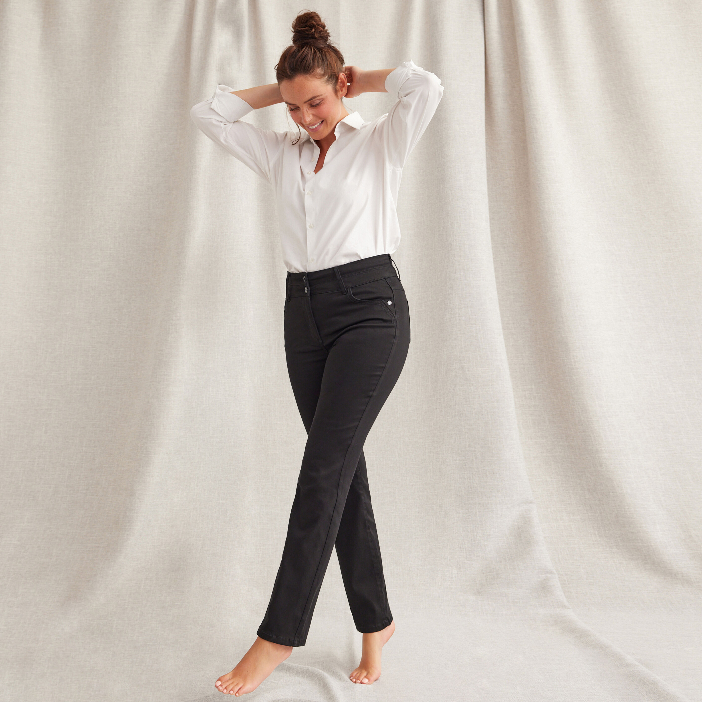 Jeans droit femme outlet taille haute
