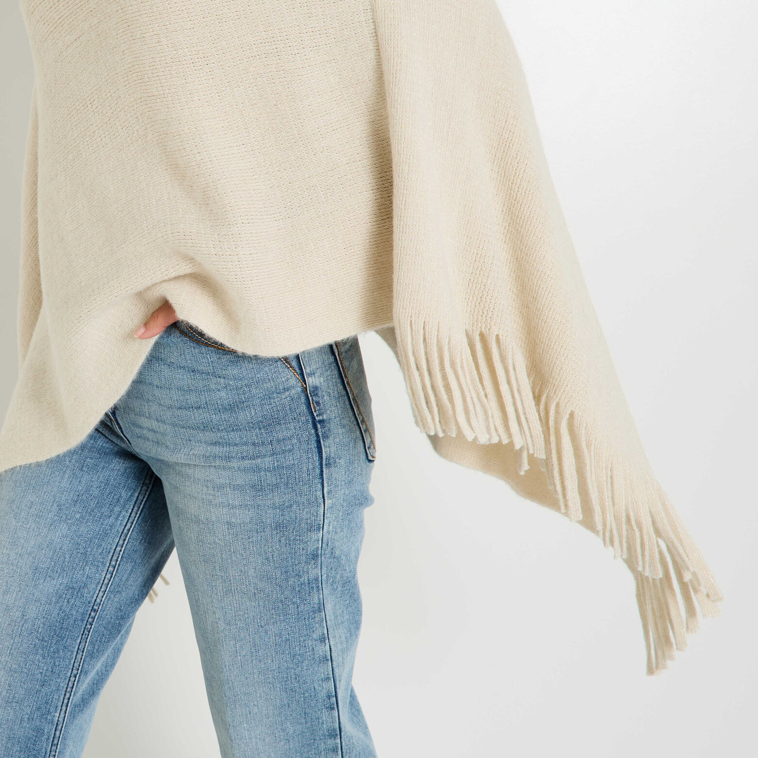 Poncho fermé uni femme