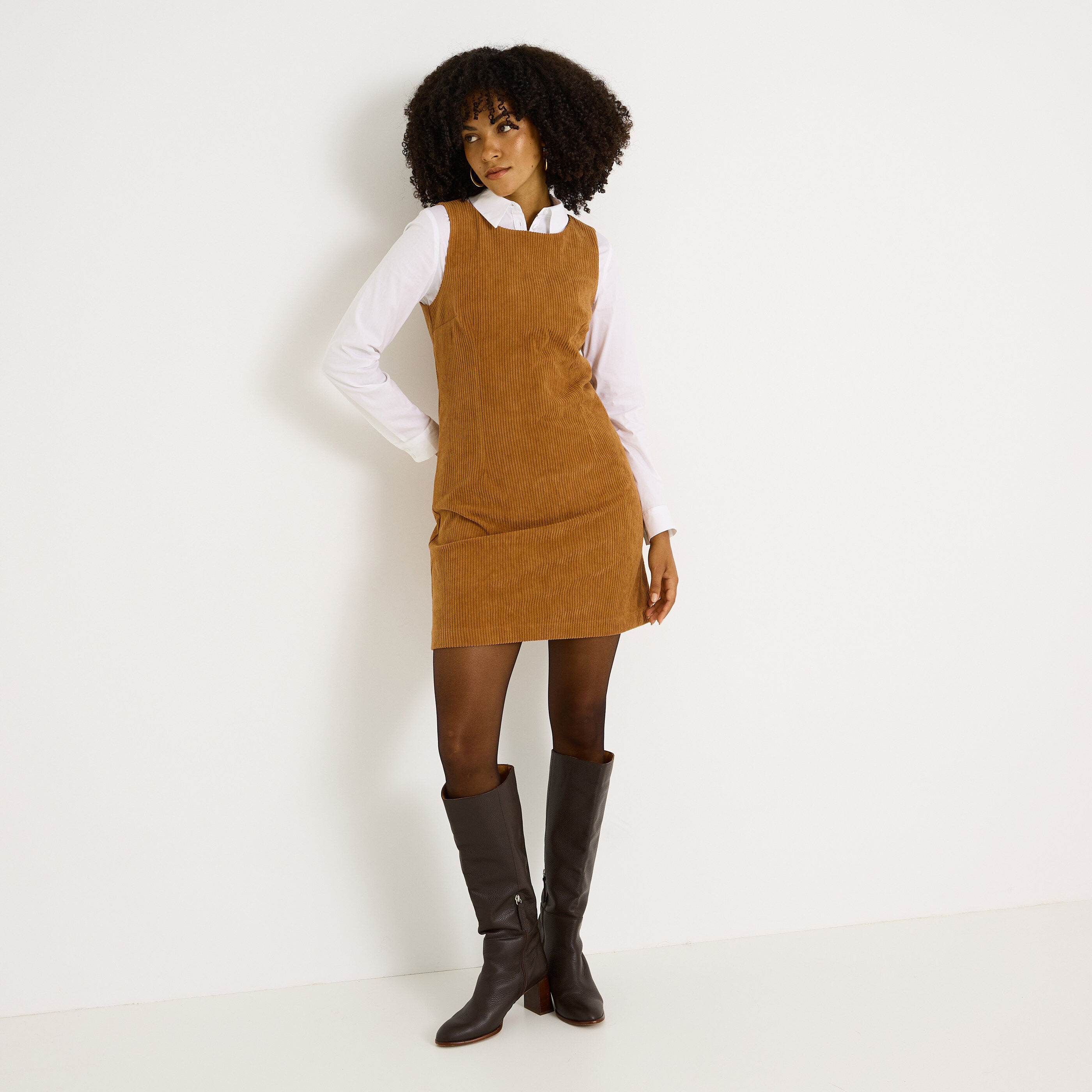 Robe velours sans manches femme