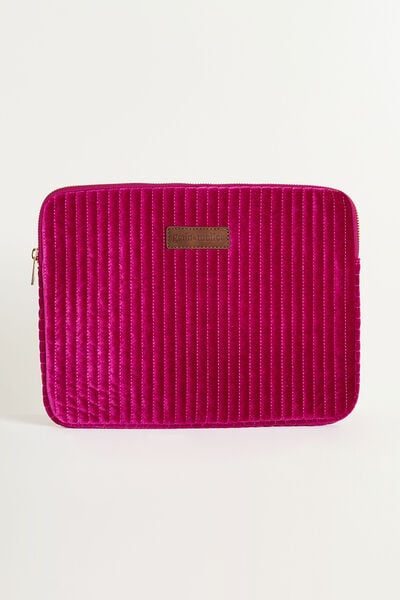 Pochette d'ordinateur velours matelassé