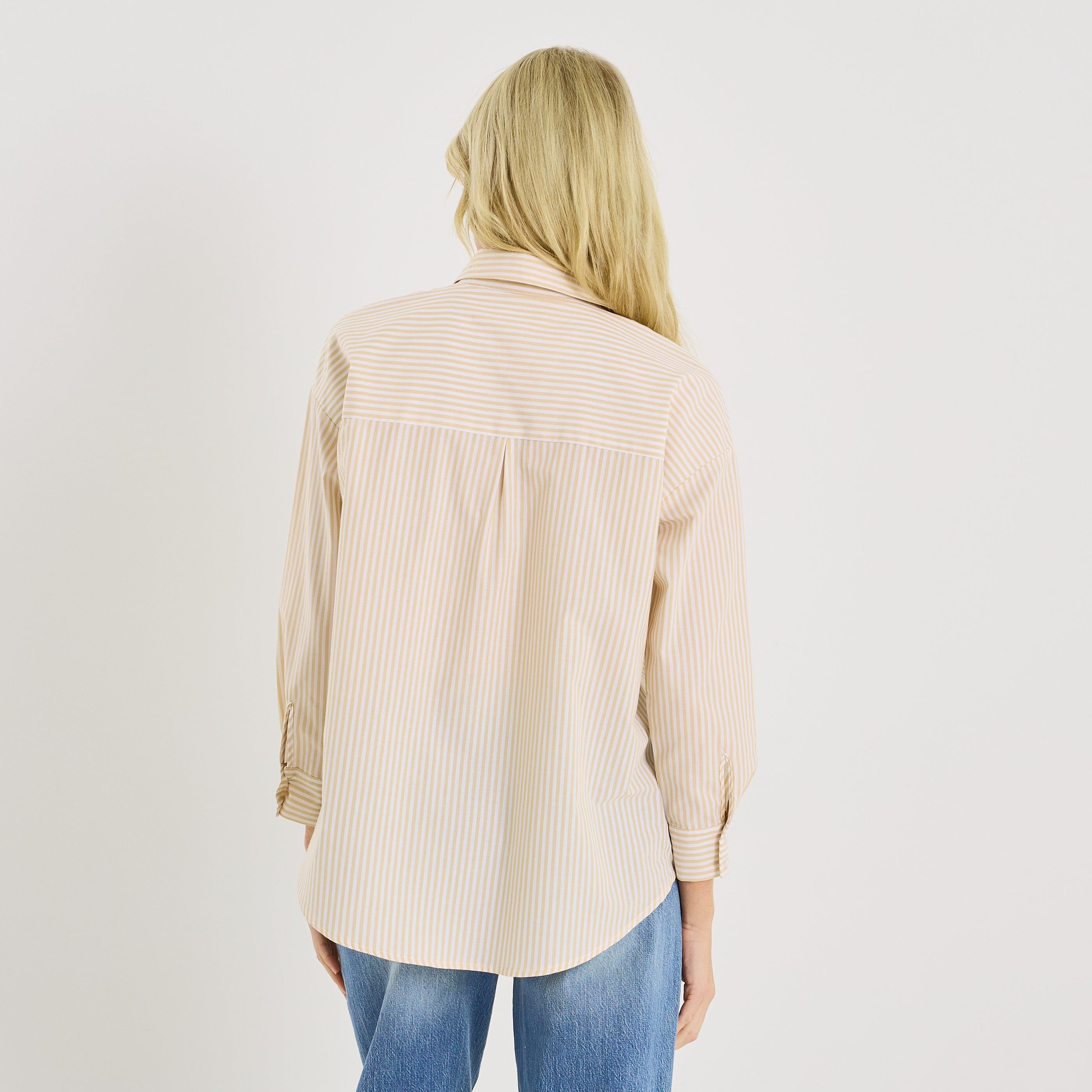 Chemise ray&eacute;e avec broderie femme