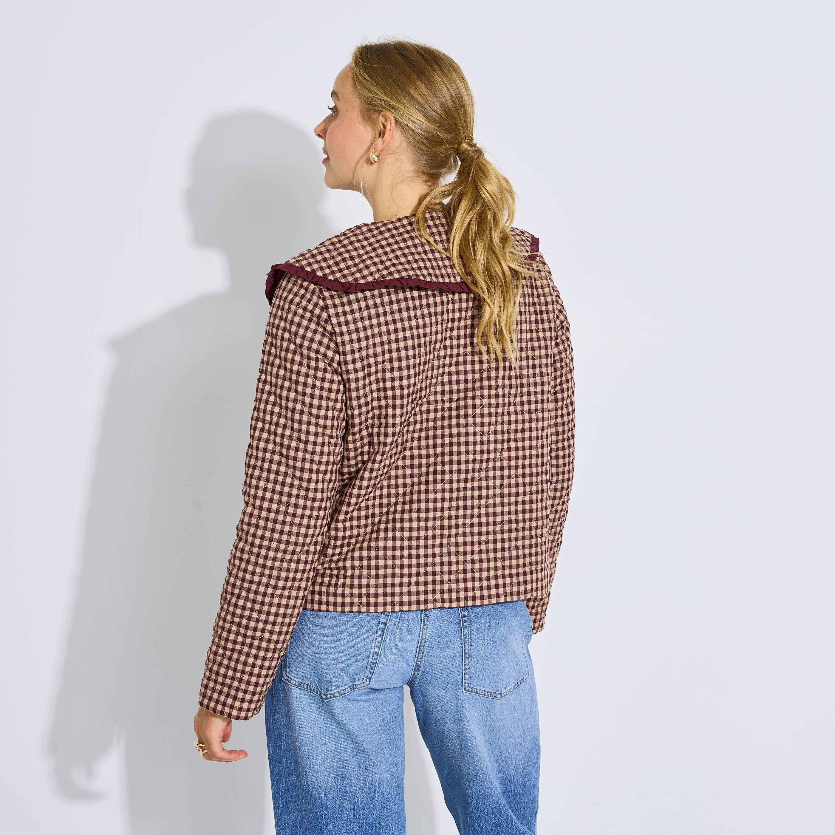 Veste mi-saison vichy col Claudine femme