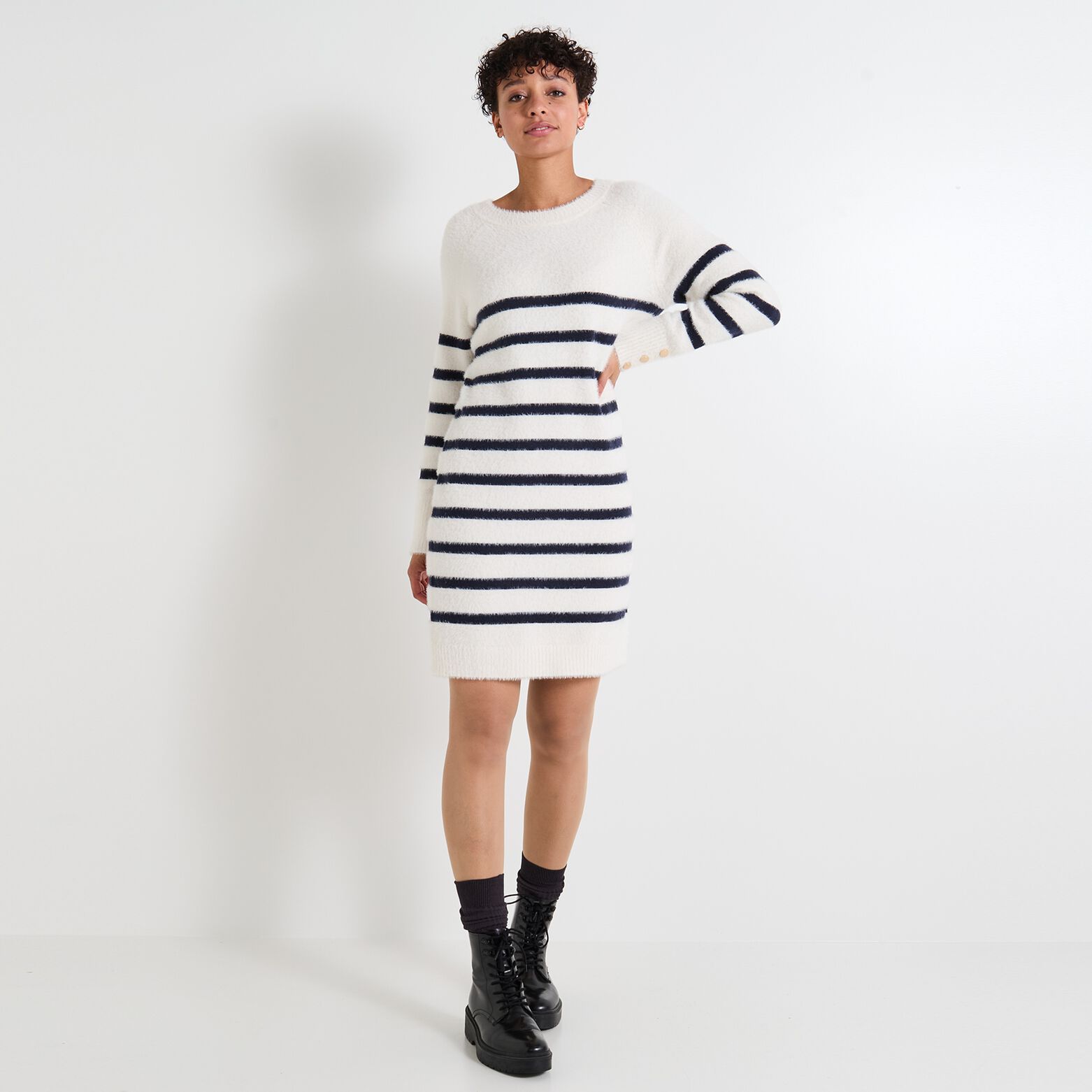 Robe pull col bateau femme
