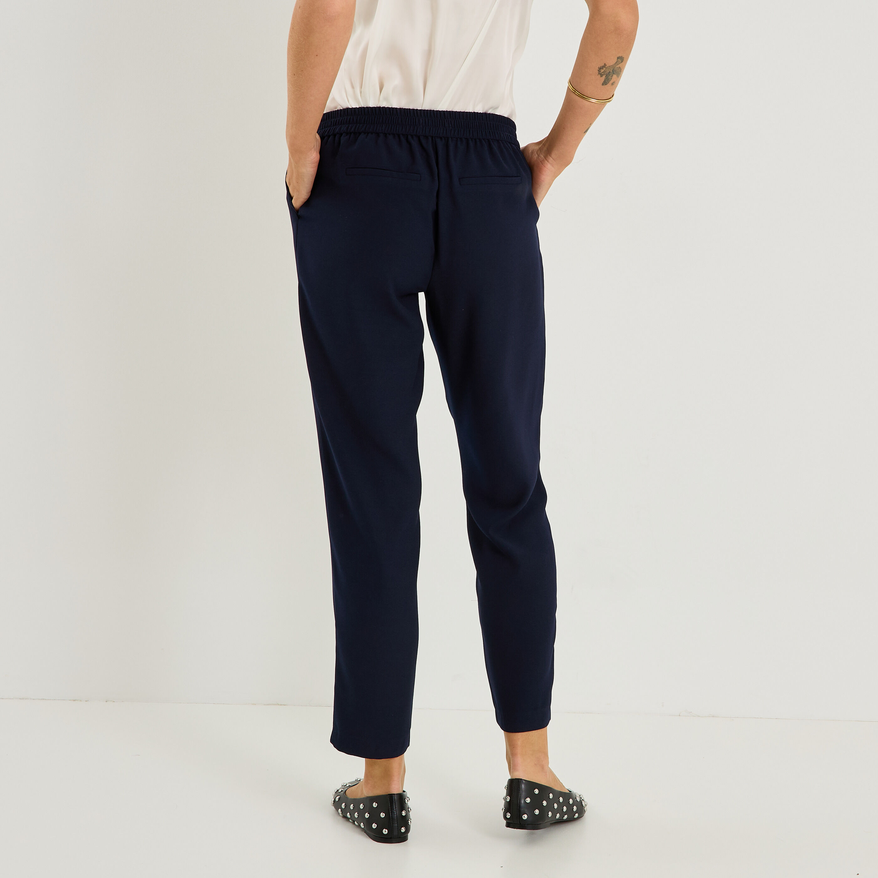 Pantalon fluide taille &eacute;lastiqu&eacute;e femme